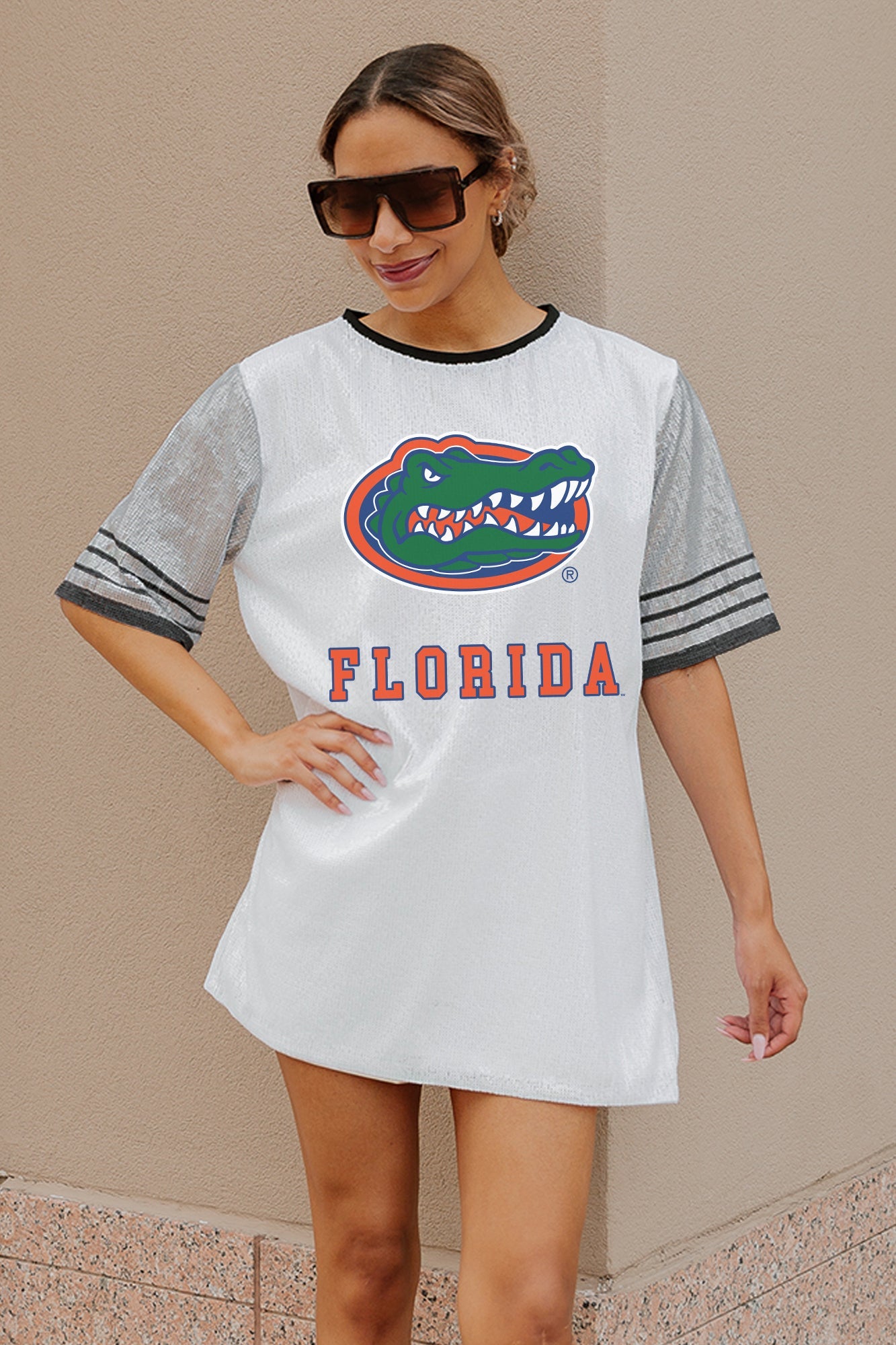 FLORIDA GATORS BLING IT FULL SEQUIN JERSEY DRESS