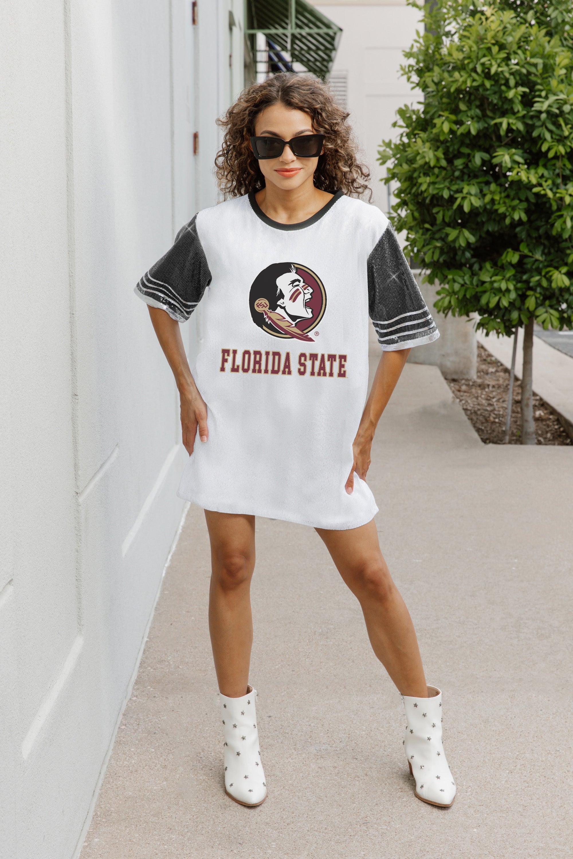 FLORIDA STATE SEMINOLES BLING IT FULL SEQUIN JERSEY DRESS