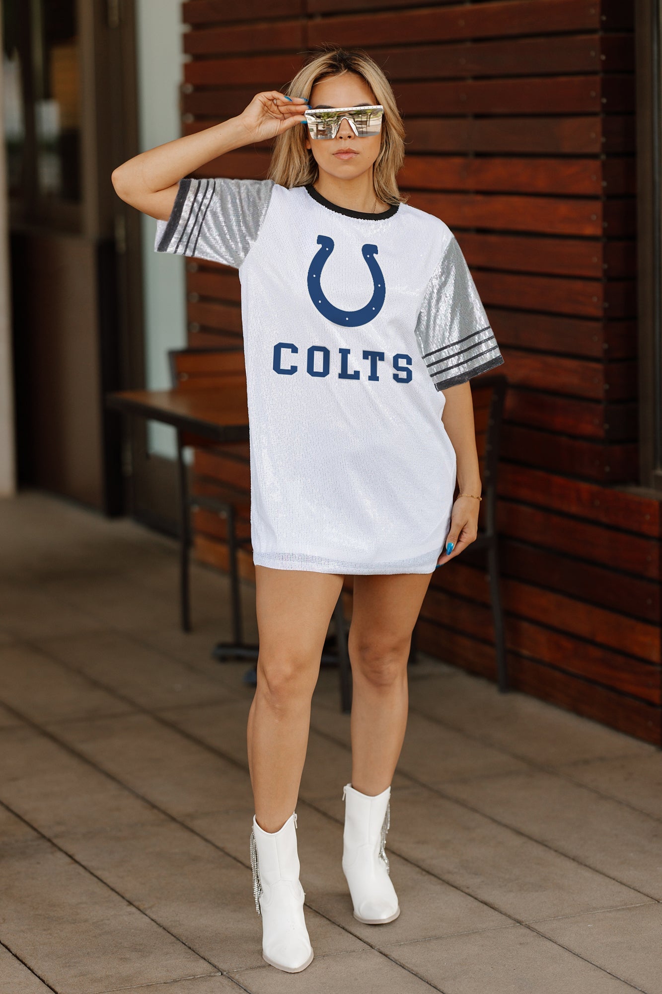 INDIANAPOLIS COLTS BLING IT FULL SEQUIN JERSEY DRESS