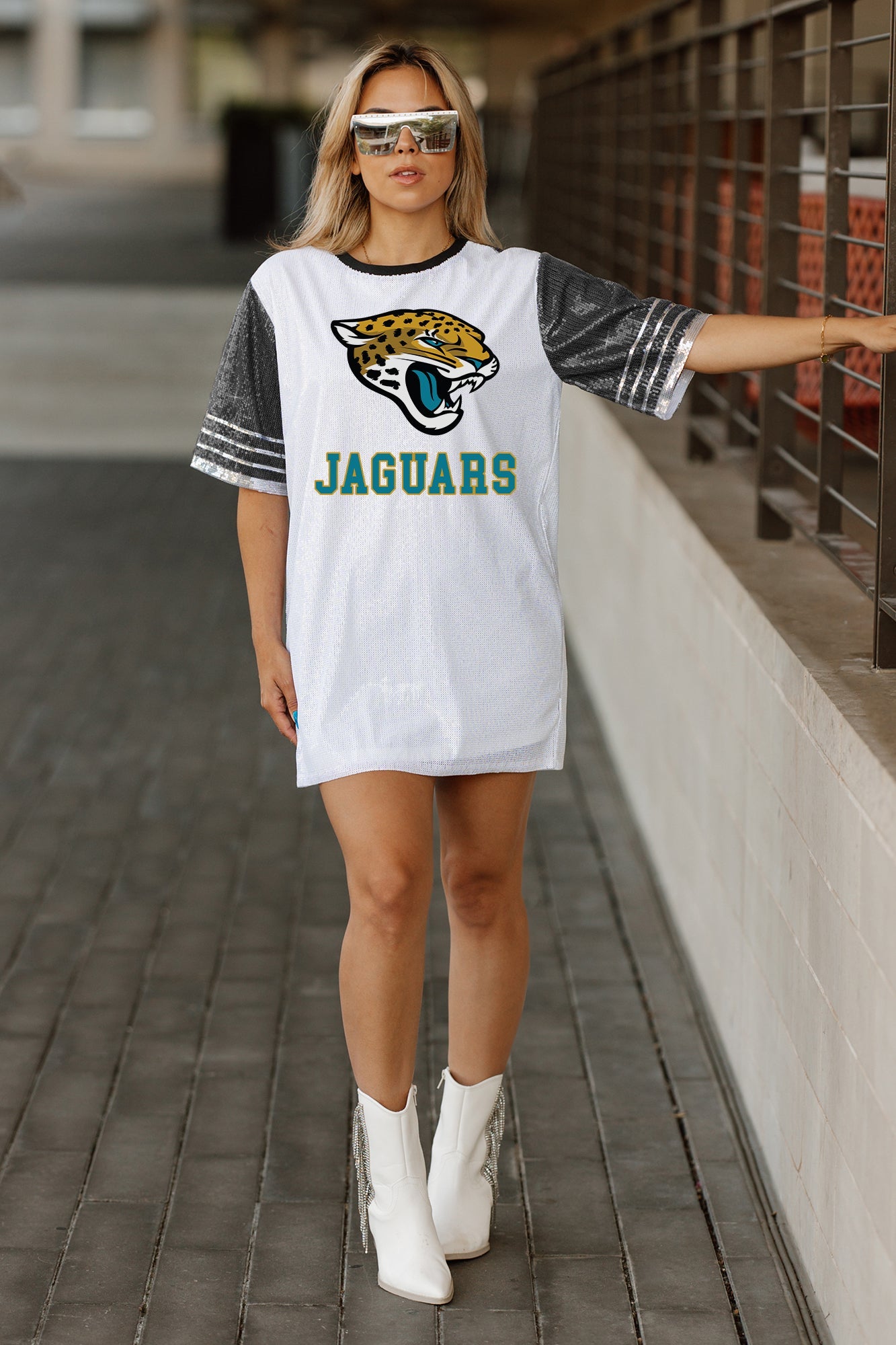 JACKSONVILLE JAGUARS BLING IT FULL SEQUIN JERSEY DRESS