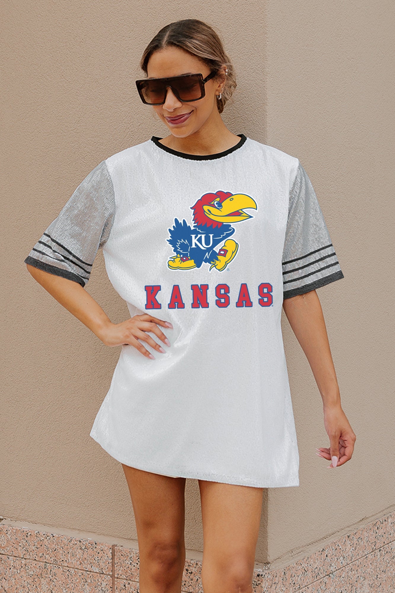 KANSAS JAYHAWKS BLING IT FULL SEQUIN JERSEY DRESS