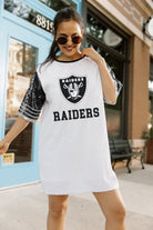 LAS VEGAS RAIDERS CHIC CHAMPS FULL SEQUIN JERSEY DRESS