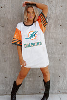 MIAMI DOLPHINS CHIC CHAMPS FULL SEQUIN JERSEY DRESS