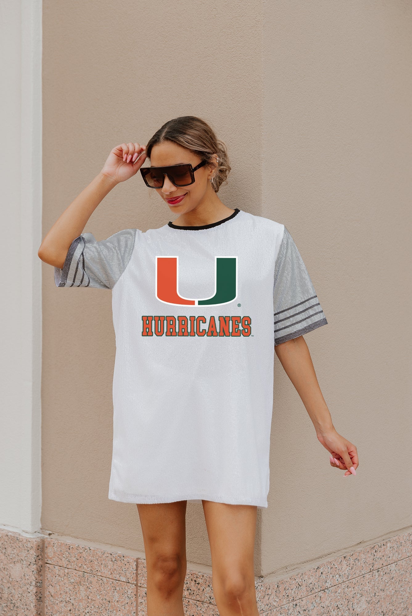 MIAMI HURRICANES BLING IT FULL SEQUIN JERSEY DRESS