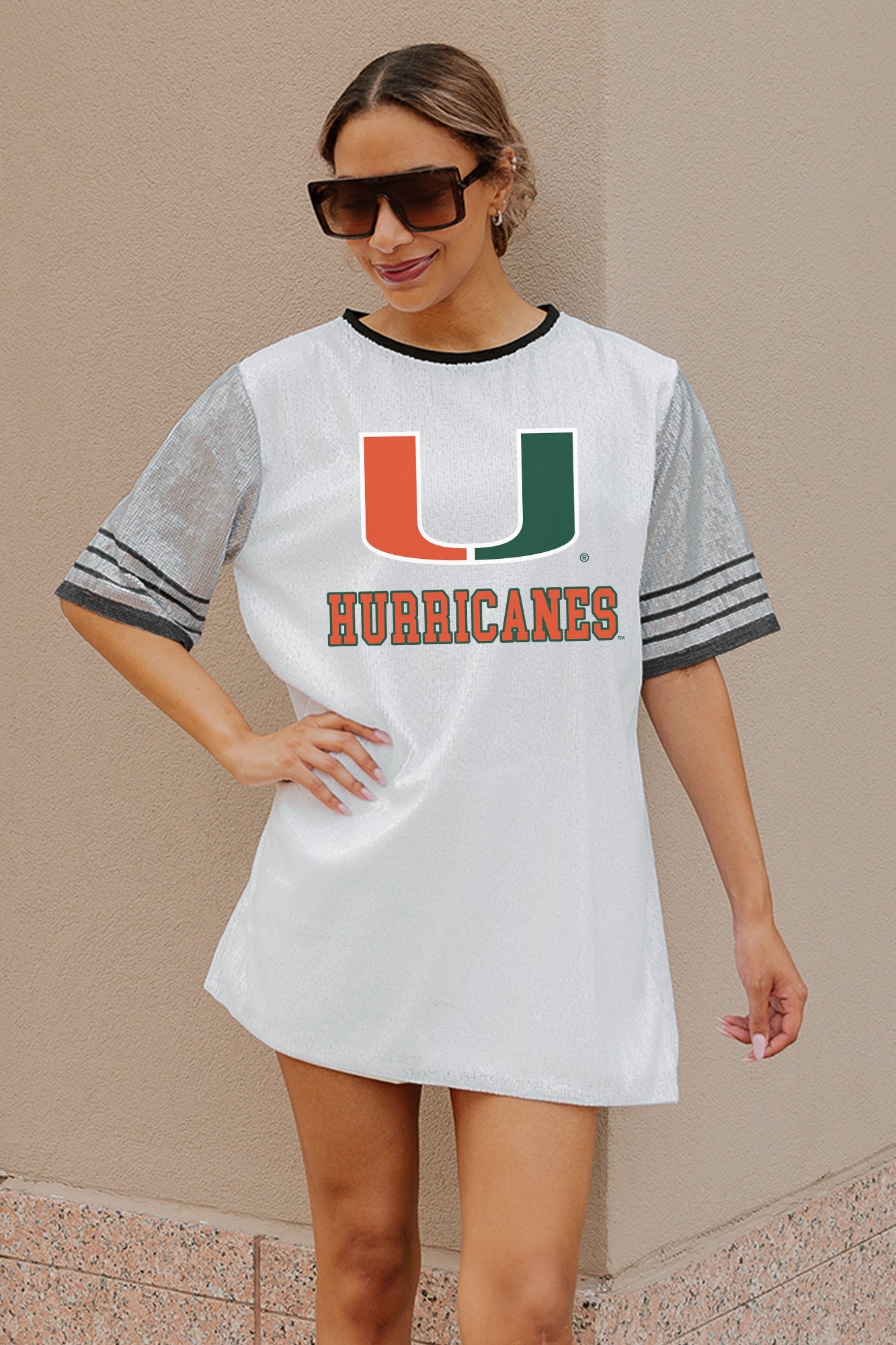 MIAMI HURRICANES BLING IT FULL SEQUIN JERSEY DRESS