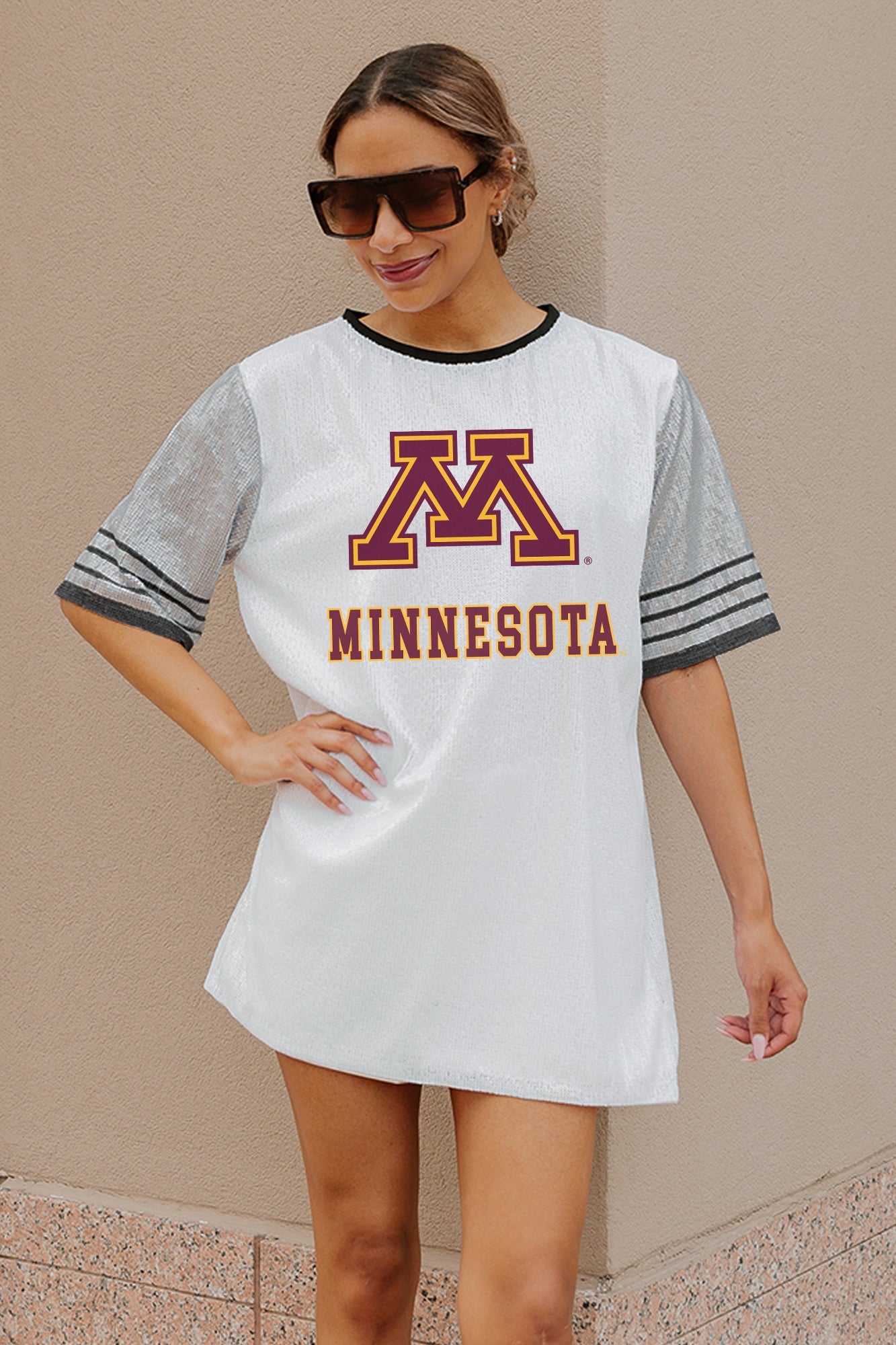 MINNESOTA GOLDEN GOPHERS BLING IT FULL SEQUIN JERSEY DRESS