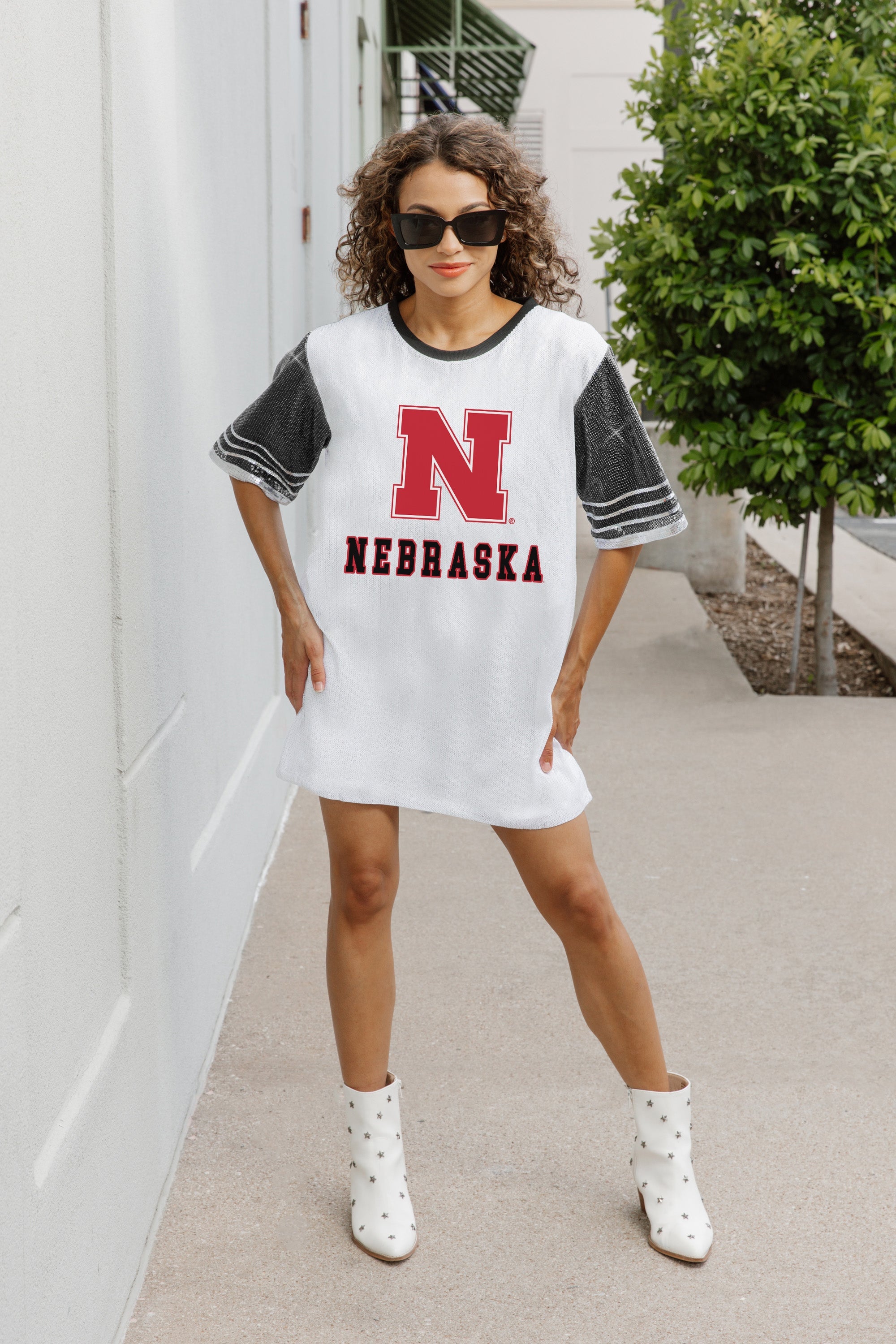 NEBRASKA CORNHUSKERS BLING IT FULL SEQUIN JERSEY DRESS