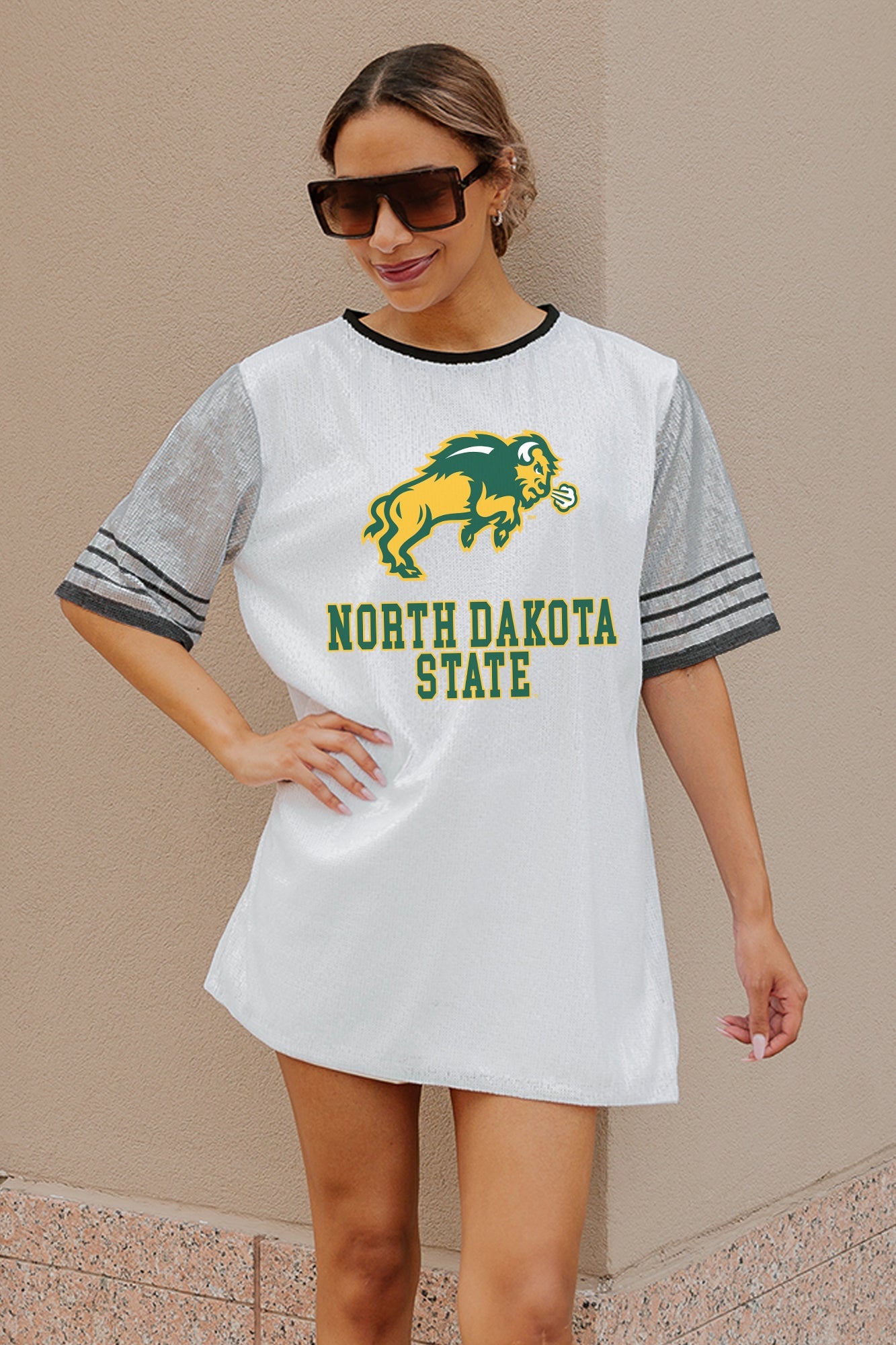 NORTH DAKOTA STATE BISON BLING IT FULL SEQUIN JERSEY DRESS