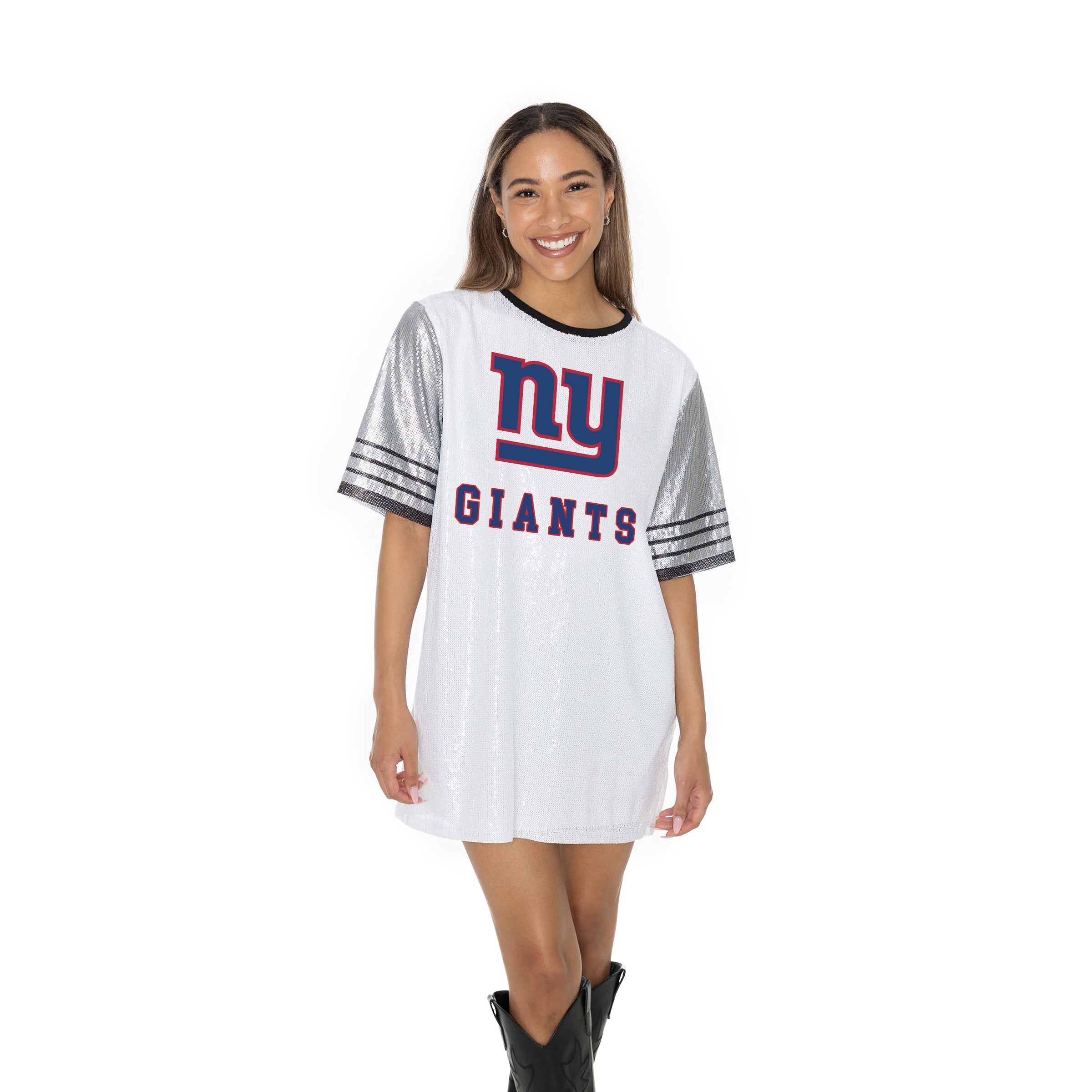 NEW YORK GIANTS BLING IT FULL SEQUIN JERSEY DRESS