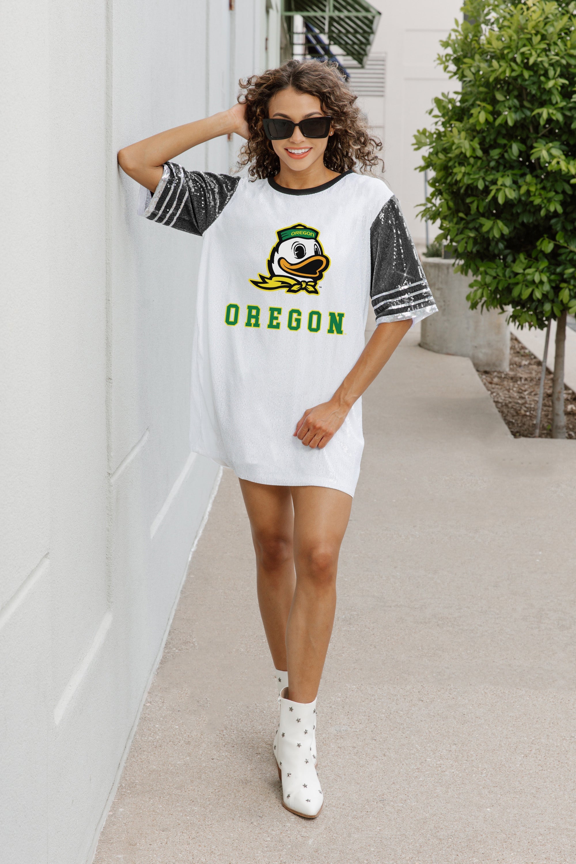 OREGON DUCKS BLING IT FULL SEQUIN JERSEY DRESS