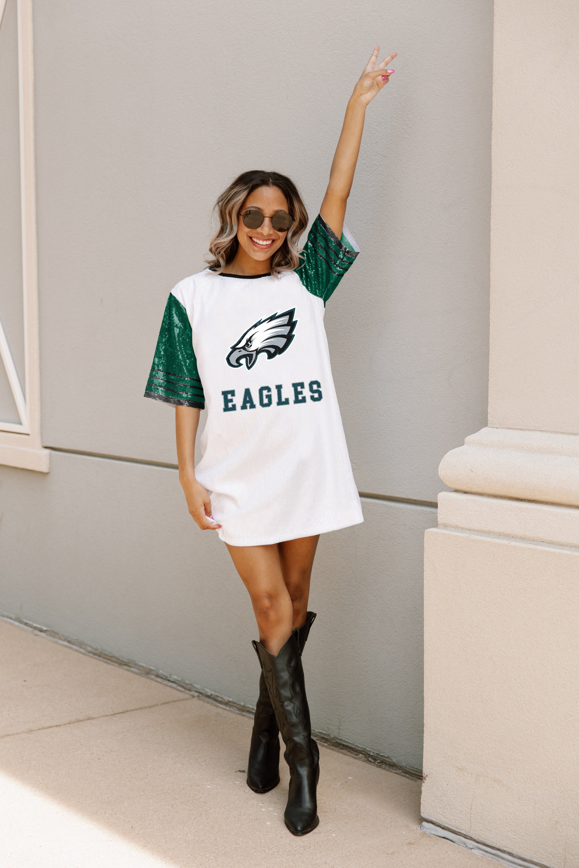 PHILADELPHIA EAGLES CHIC CHAMPS FULL SEQUIN JERSEY DRESS