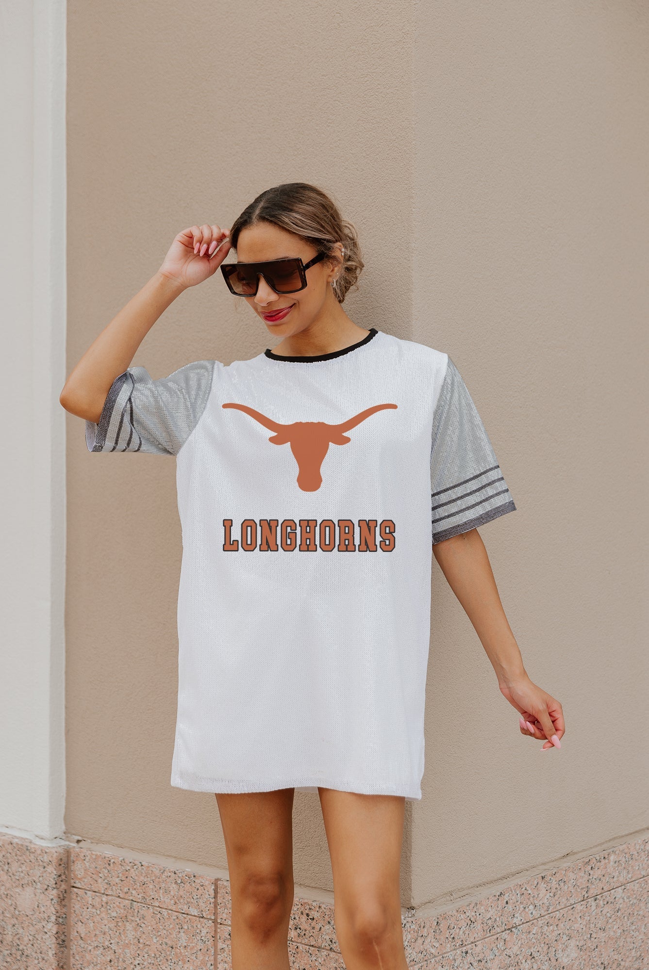 TEXAS LONGHORNS BLING IT FULL SEQUIN JERSEY DRESS