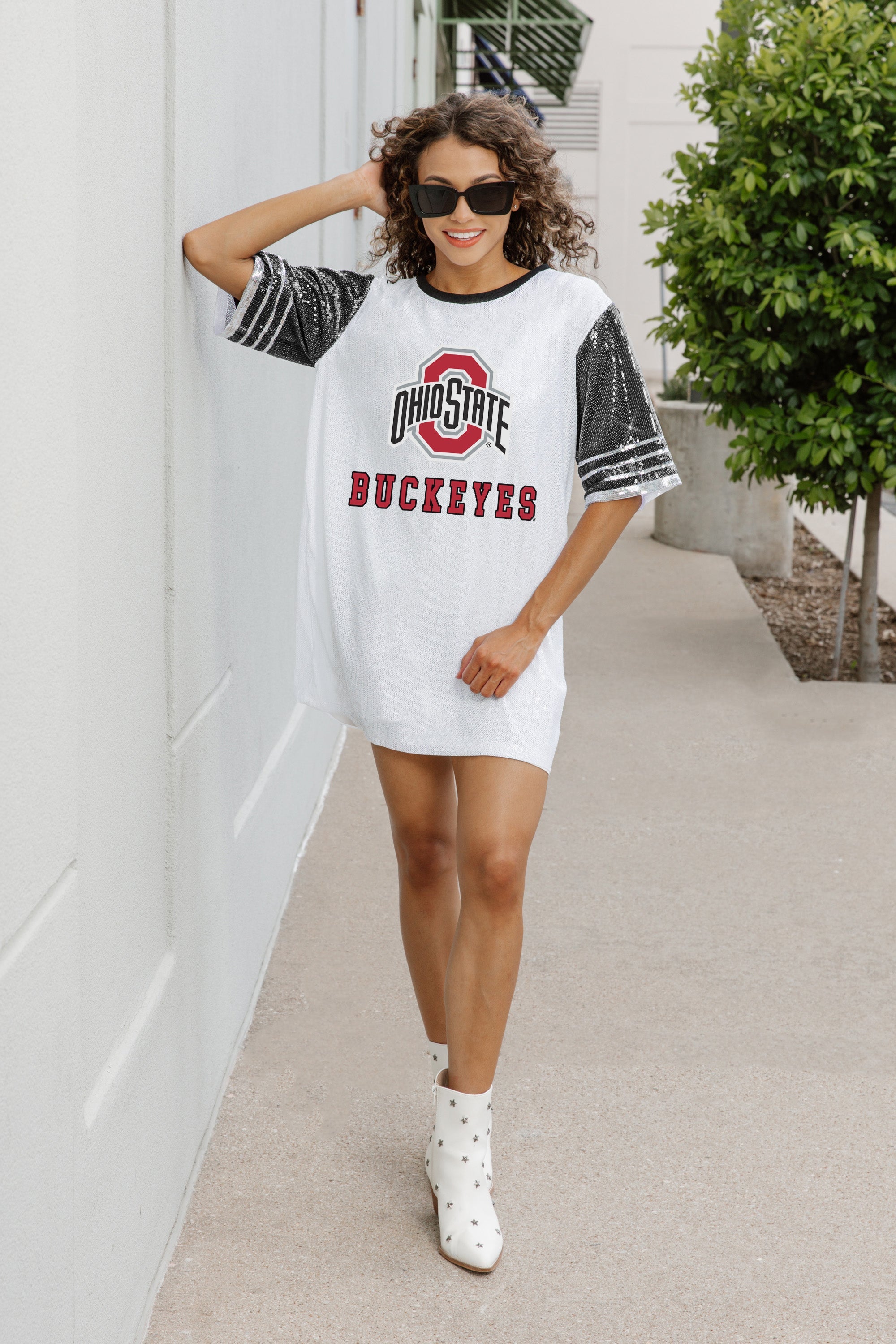 OHIO STATE BUCKEYES BLING IT FULL SEQUIN JERSEY DRESS