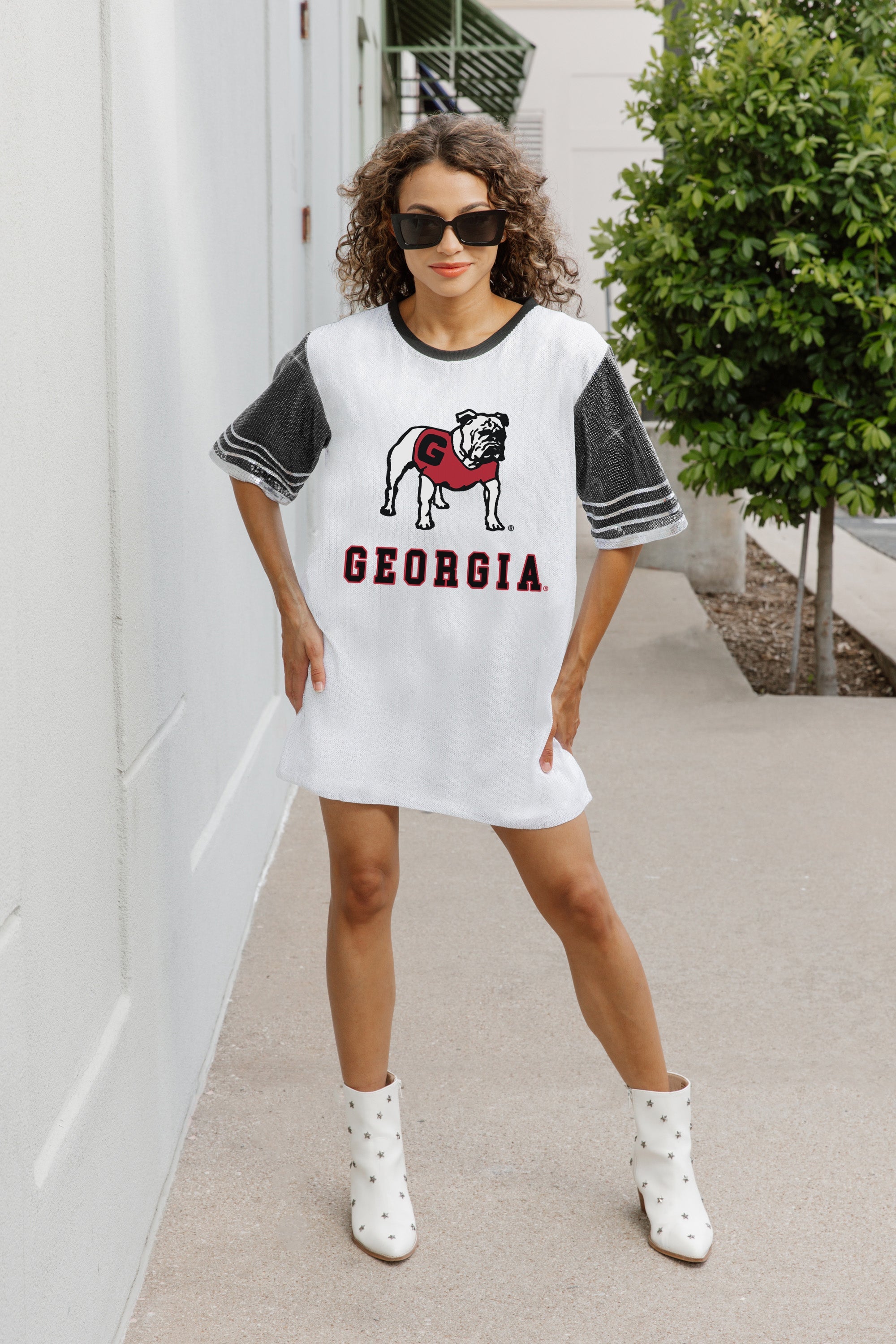 GEORGIA BULLDOGS BLING IT FULL SEQUIN JERSEY DRESS