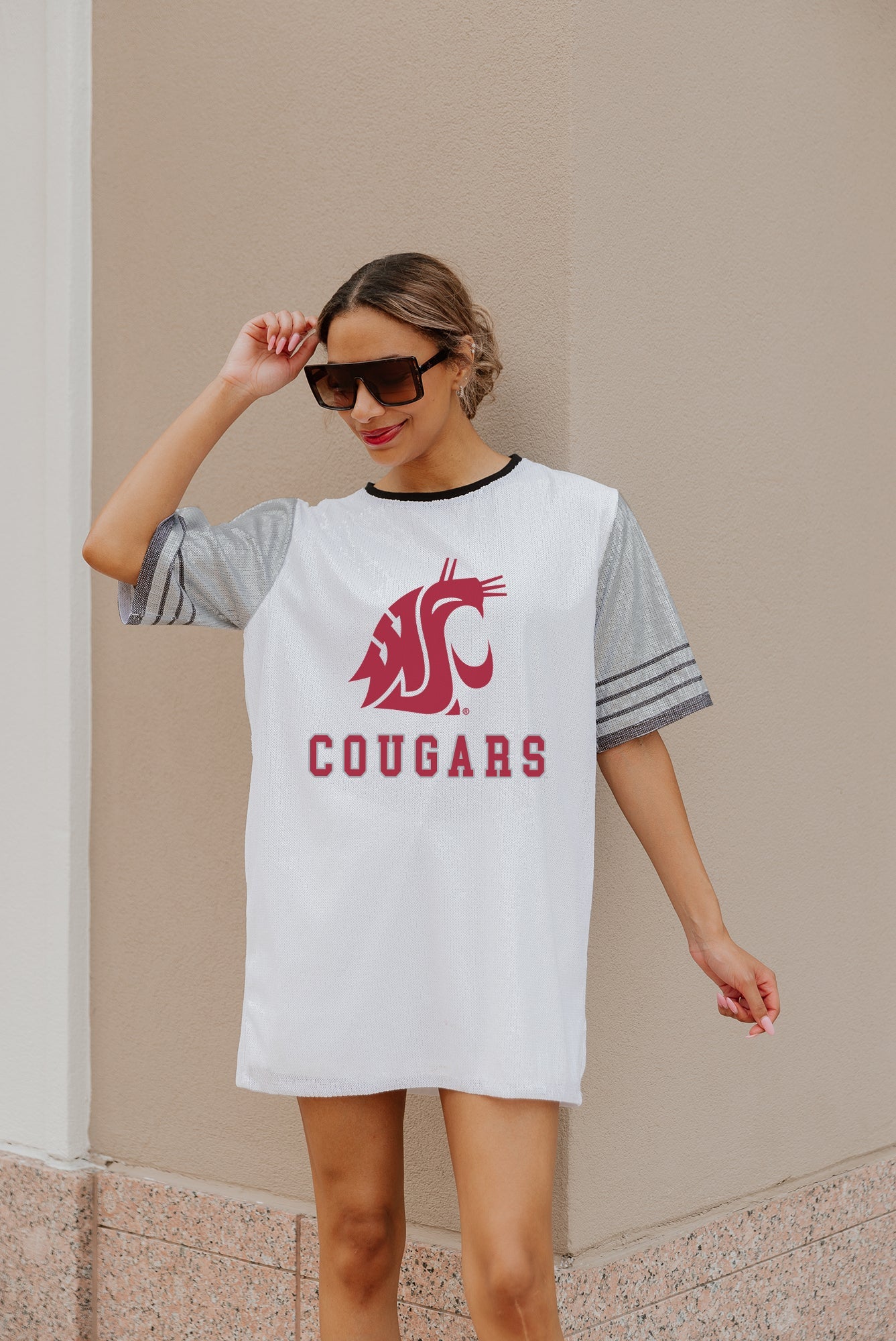 WASHINGTON STATE COUGARS BLING IT FULL SEQUIN JERSEY DRESS