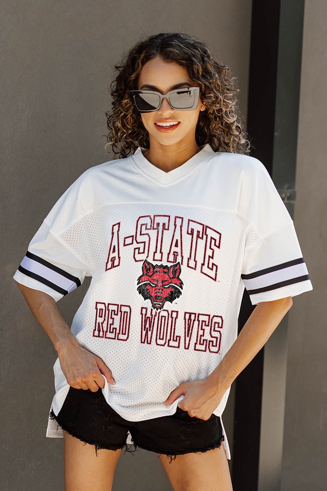 ARKANSAS STATE RED WOLVES A STEP AHEAD ICONIC OVERSIZED FASHION JERSEY