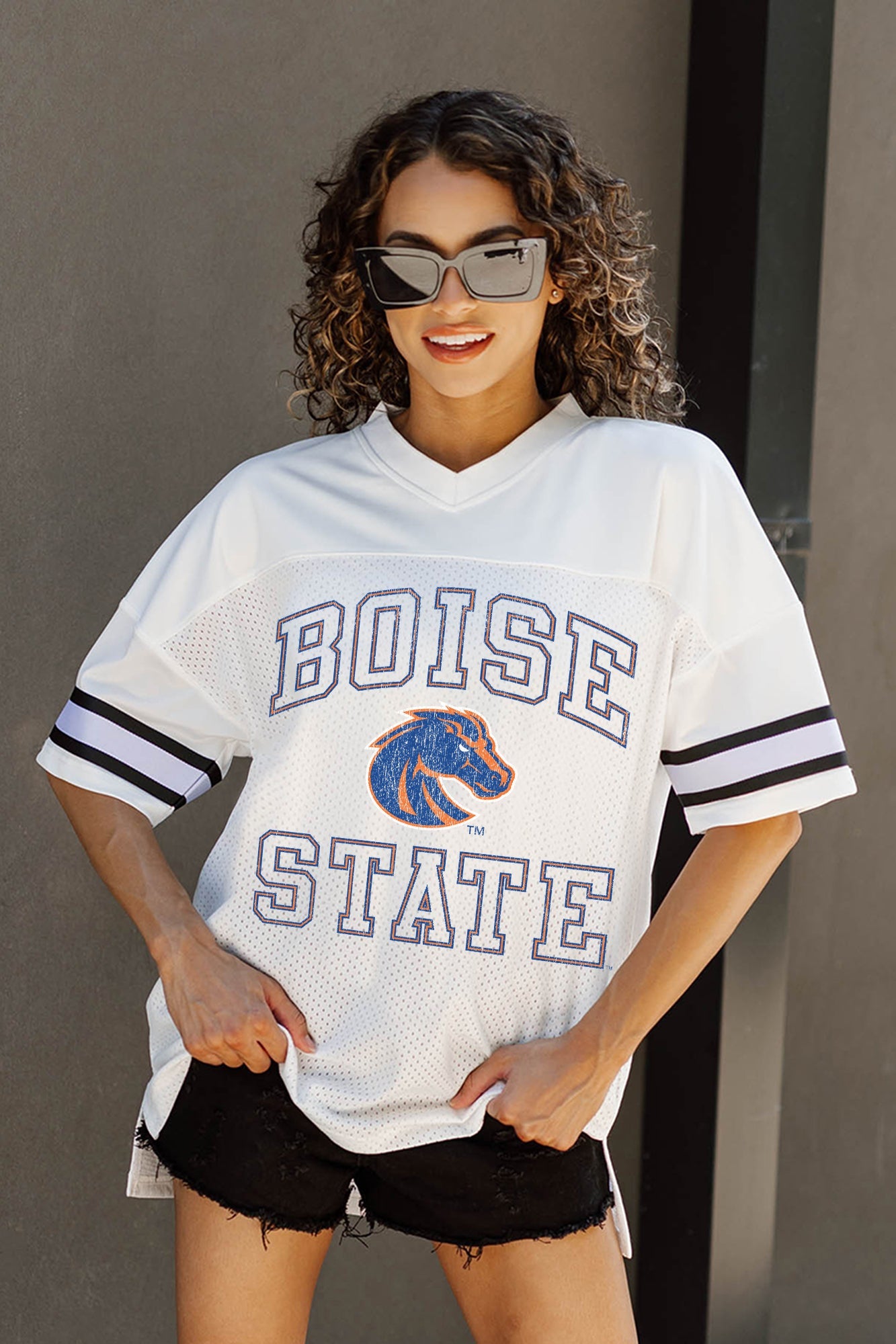 BOISE STATE BRONCOS A STEP AHEAD ICONIC OVERSIZED FASHION JERSEY