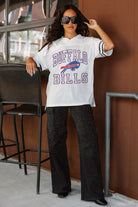 BUFFALO BILLS A STEP AHEAD SPORTY V-NECK OVERSIZED SIDE SLIT SHORT SLEEVE MESH TOP