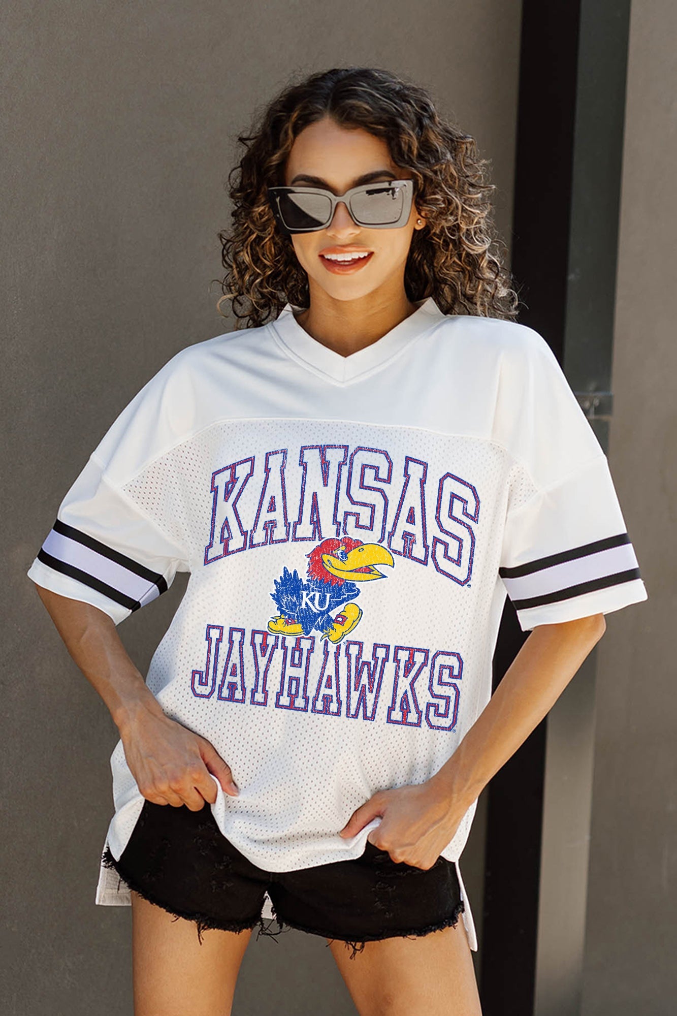 KANSAS JAYHAWKS A STEP AHEAD ICONIC OVERSIZED FASHION JERSEY