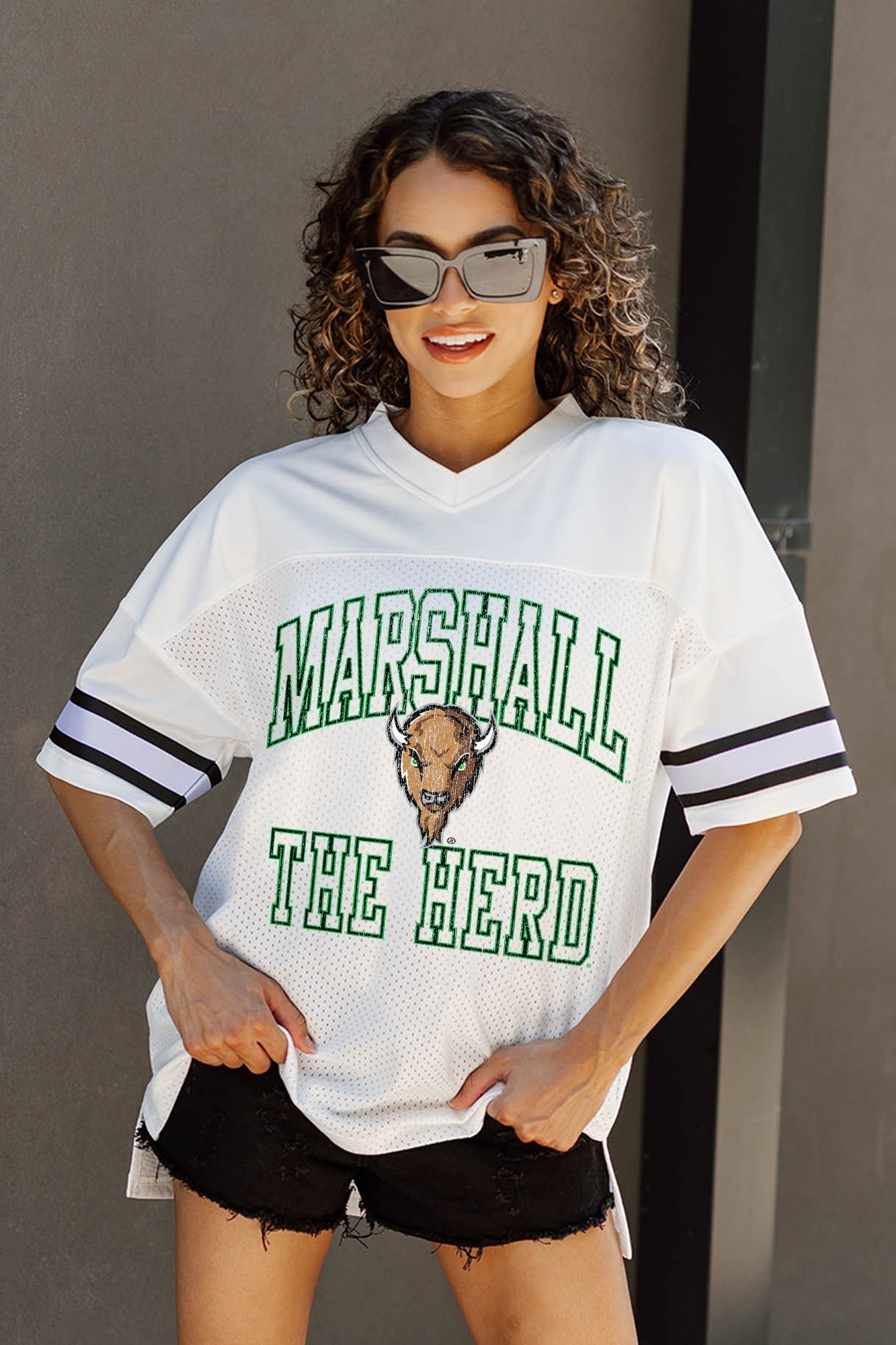 MARSHALL THUNDERING HERD A STEP AHEAD ICONIC OVERSIZED FASHION JERSEY