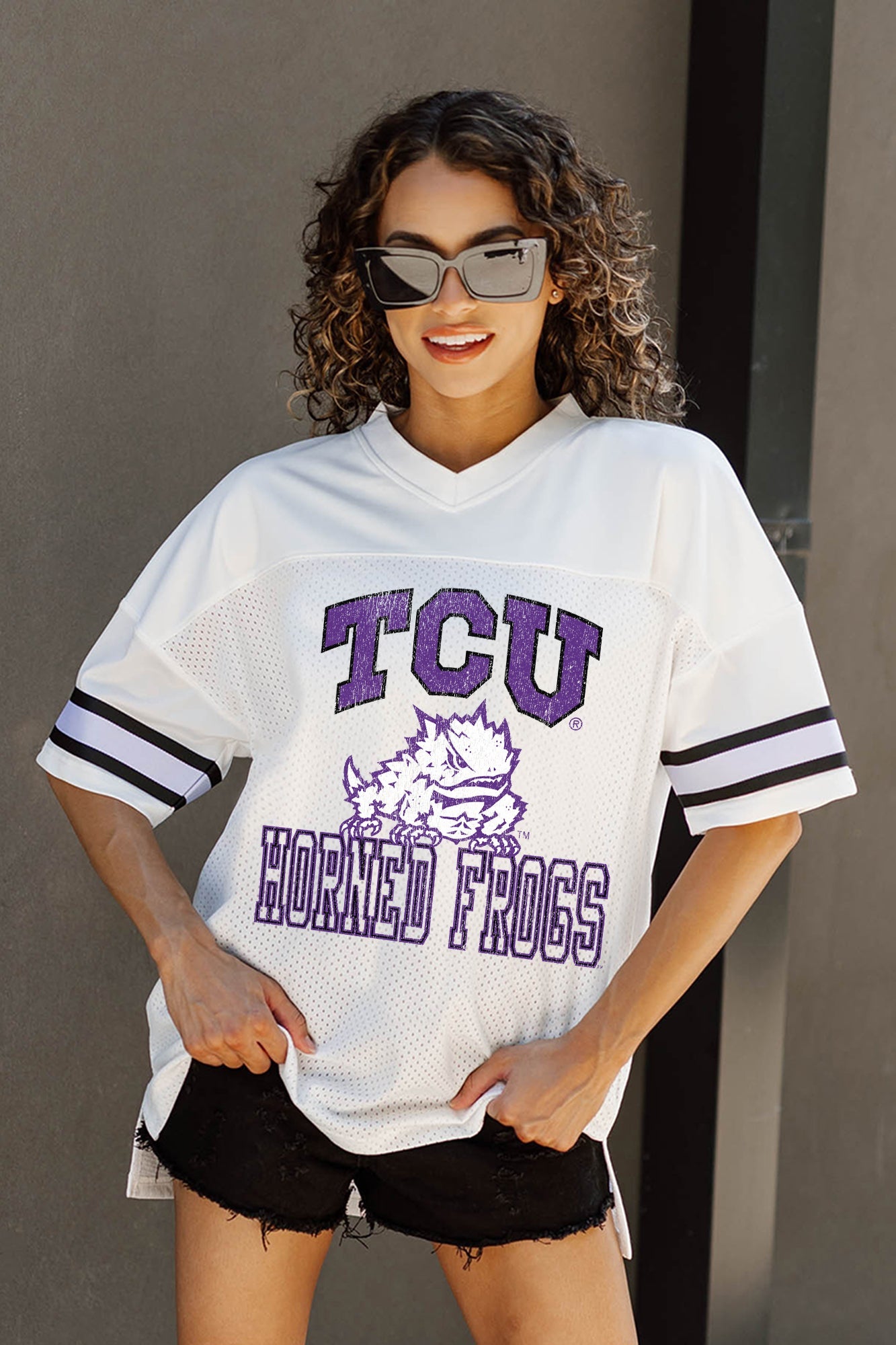 TCU HORNED FROGS A STEP AHEAD ICONIC OVERSIZED FASHION JERSEY