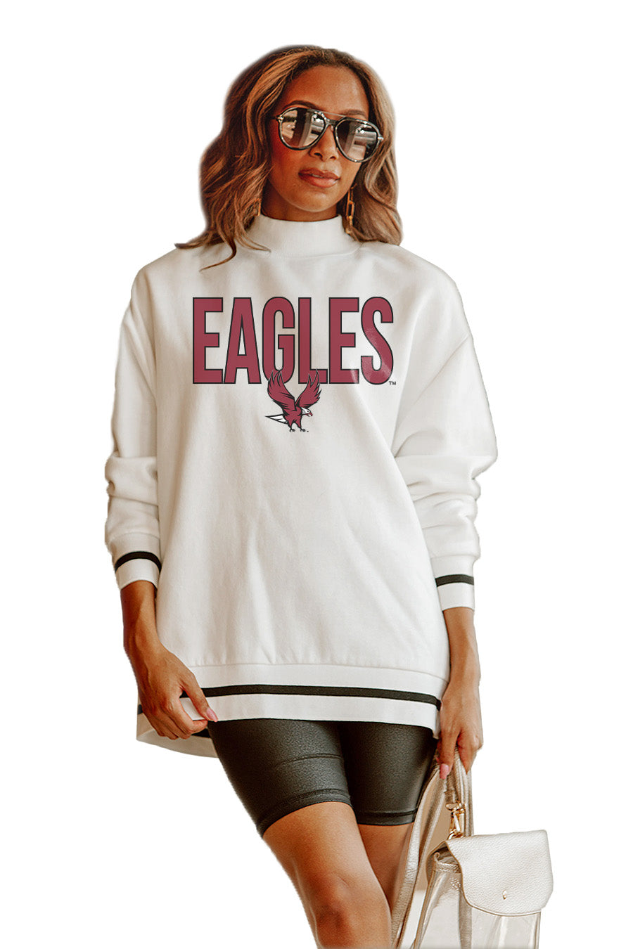 North Carolina Central Eagles Gameday Couture Women's Vintage Days  Oversized Lightweight Long Sleeve T-Shirt - White