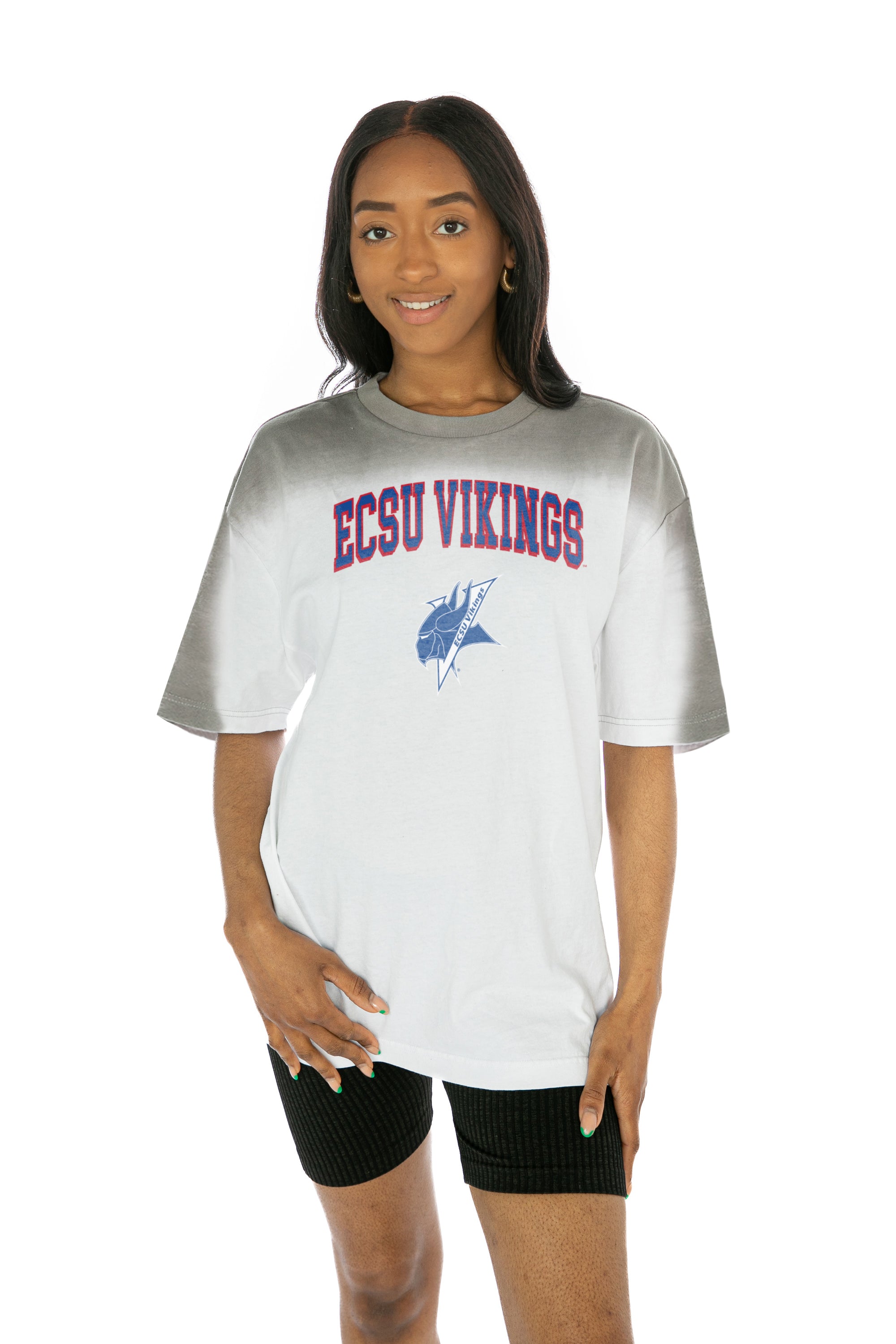 Women's Gameday Couture White Elizabeth City State University Vikings  Vintage Days Oversized Lightweight Long Sleeve T-Shirt