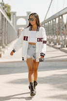 SOUTH CAROLINA GAMECOCKS VARSITY STRIPES ADULT TEXTURED MIDWEIGHT SNAP JACKET BY MADI PREWETT TROUTT