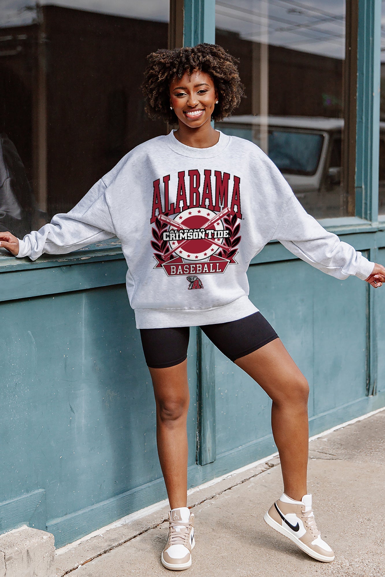 ALABAMA CRIMSON TIDE BASES LOADED PREMIUM FLEECE DROP SHOULDER CREWNECK PULLOVER