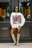 ALABAMA CRIMSON TIDE FAIR CATCH PREMIUM FLEECE DROP SHOULDER CREWNECK PULLOVER