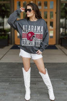 ALABAMA CRIMSON TIDE WILD TAILGATE PREMIUM FLEECE DROP SHOULDER CREWNECK PULLOVER