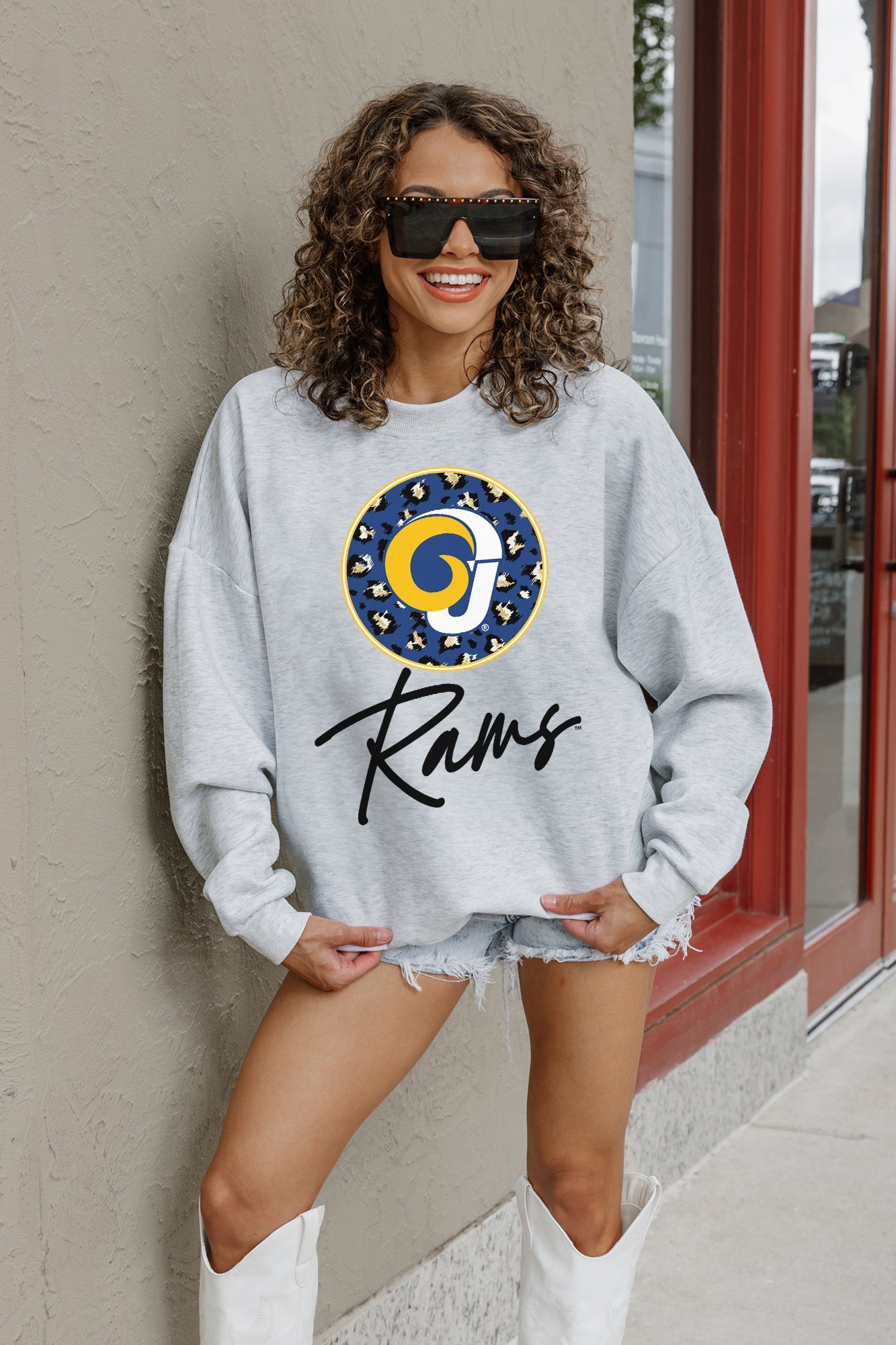 ANGELO STATE RAMS GOING WILD PREMIUM FLEECE DROP SHOULDER CREWNECK PULLOVER