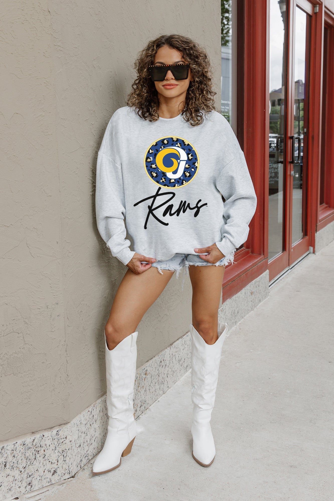 ANGELO STATE RAMS GOING WILD PREMIUM FLEECE DROP SHOULDER CREWNECK PULLOVER