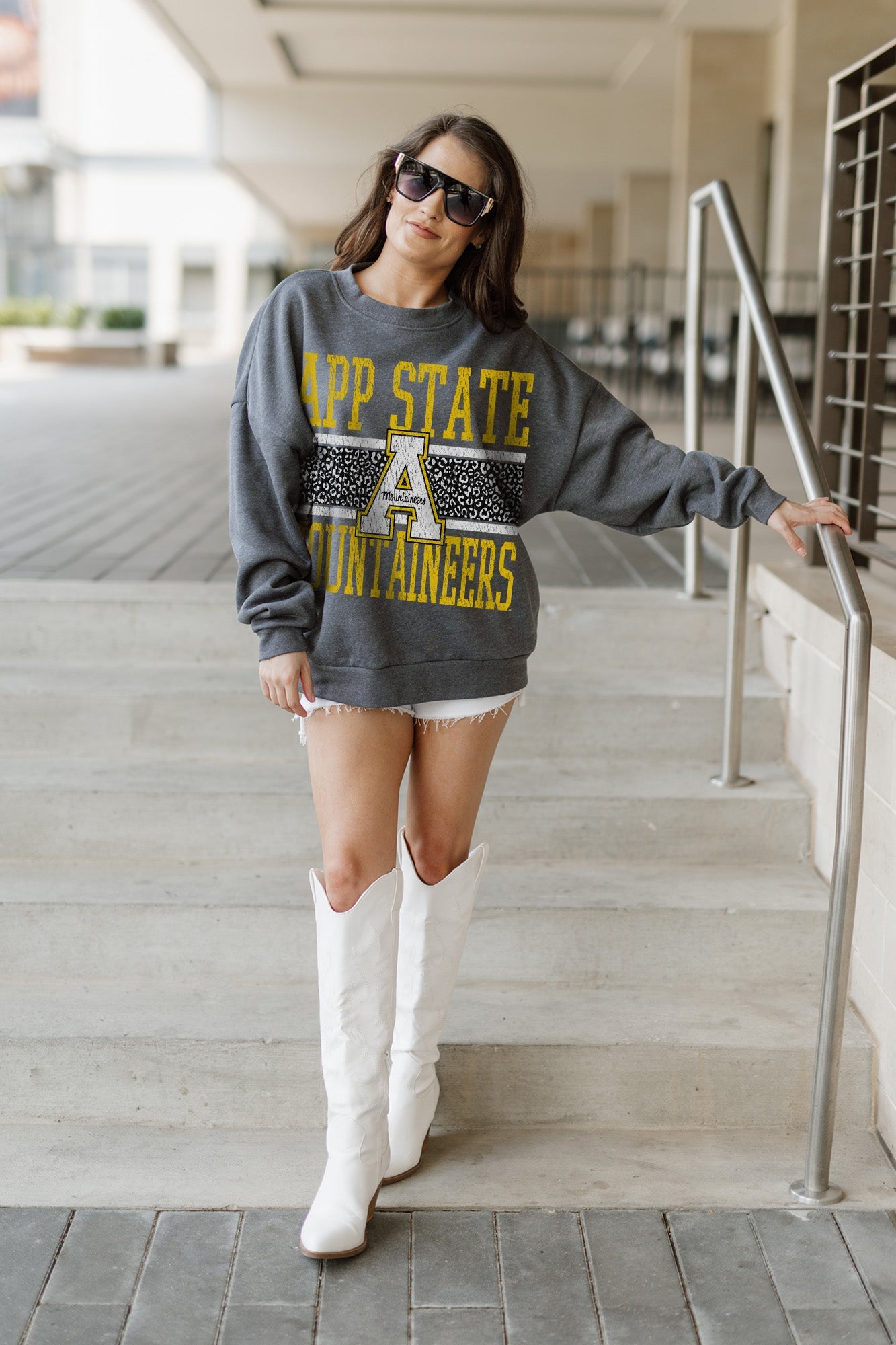 APPALACHIAN STATE MOUNTAINEERS WILD TAILGATE PREMIUM FLEECE DROP SHOULDER CREWNECK PULLOVER