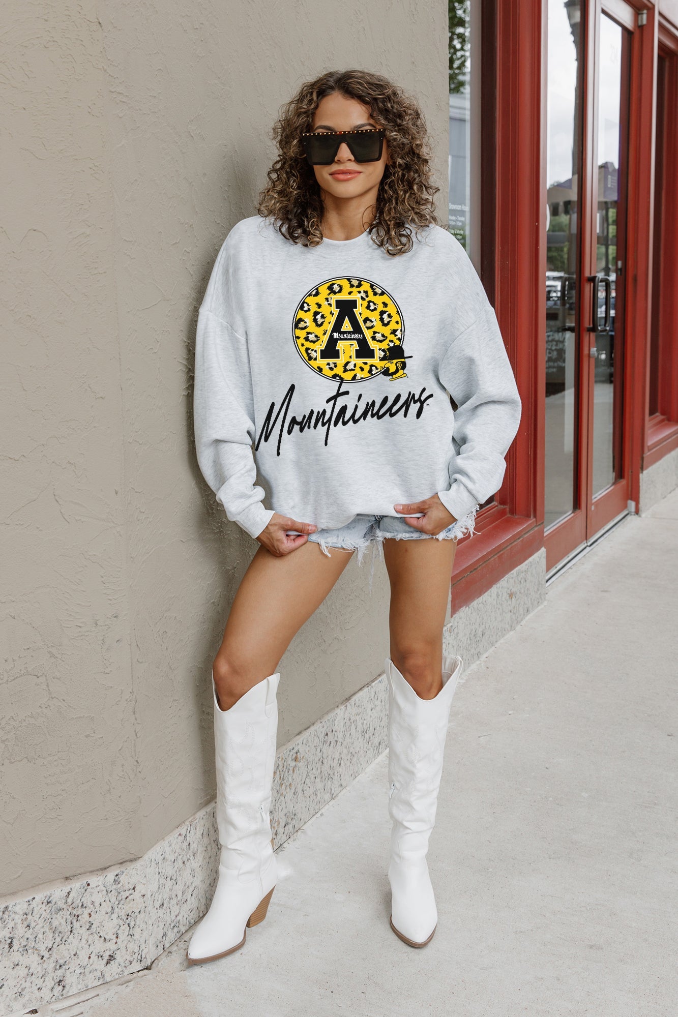 APPALACHIAN STATE MOUNTAINEERS GOING WILD PREMIUM FLEECE DROP SHOULDER CREWNECK PULLOVER