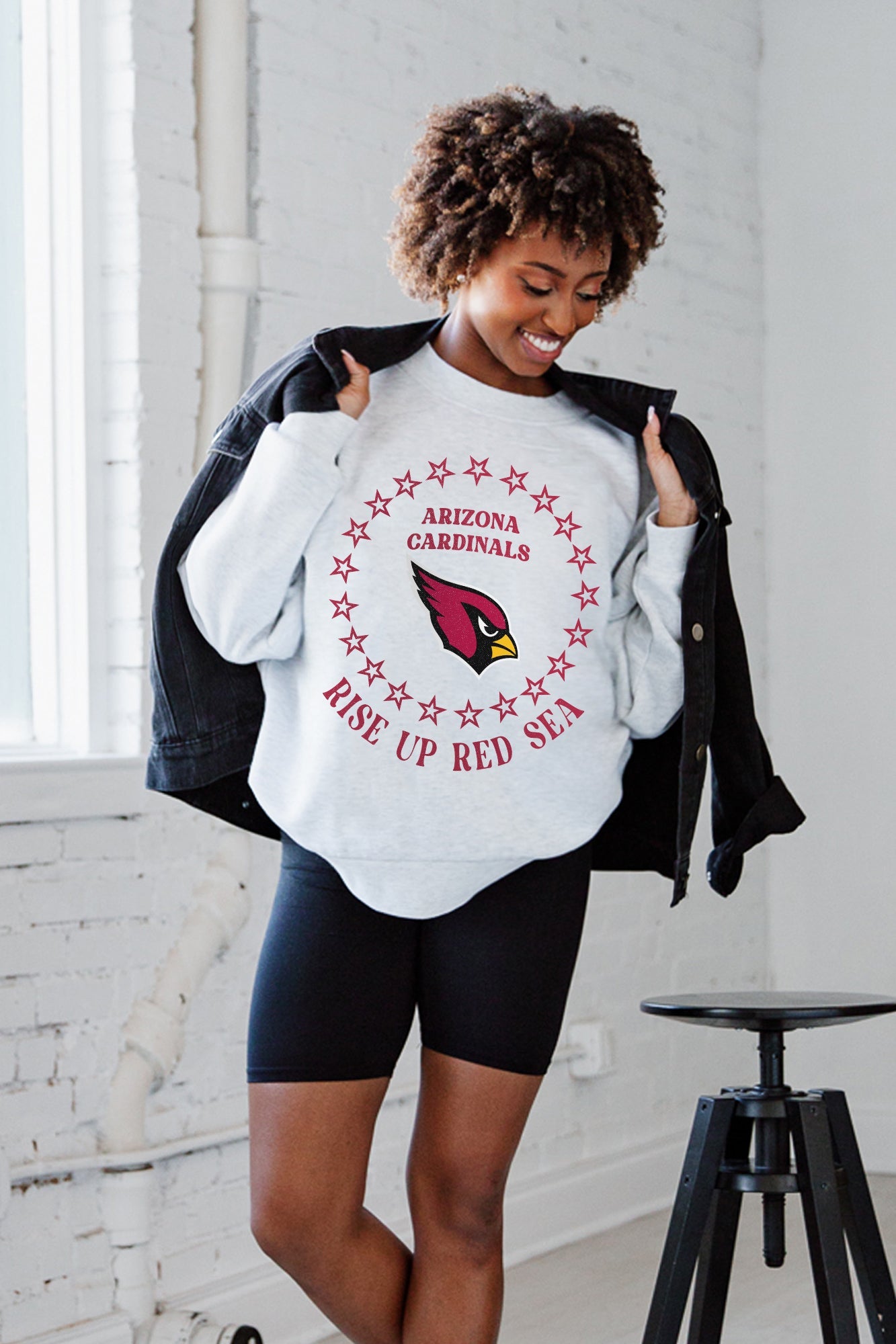 ARIZONA CARDINALS SUPERSTAR PREMIUM FLEECE DROP SHOULDER CREWNECK PULLOVER