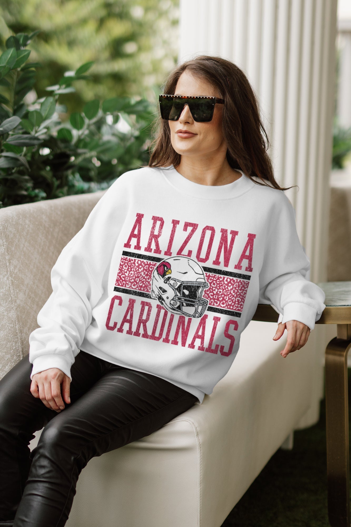 ARIZONA CARDINALS FAIR CATCH PREMIUM FLEECE DROP SHOULDER CREWNECK PULLOVER