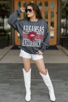 ARKANSAS RAZORBACKS WILD TAILGATE PREMIUM FLEECE DROP SHOULDER CREWNECK PULLOVER