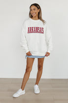 ARKANSAS RAZORBACKS ALL-STAR APPEAL PREMIUM FLEECE DROP SHOULDER CREWNECK PULLOVER BY MADI PREWETT TROUTT