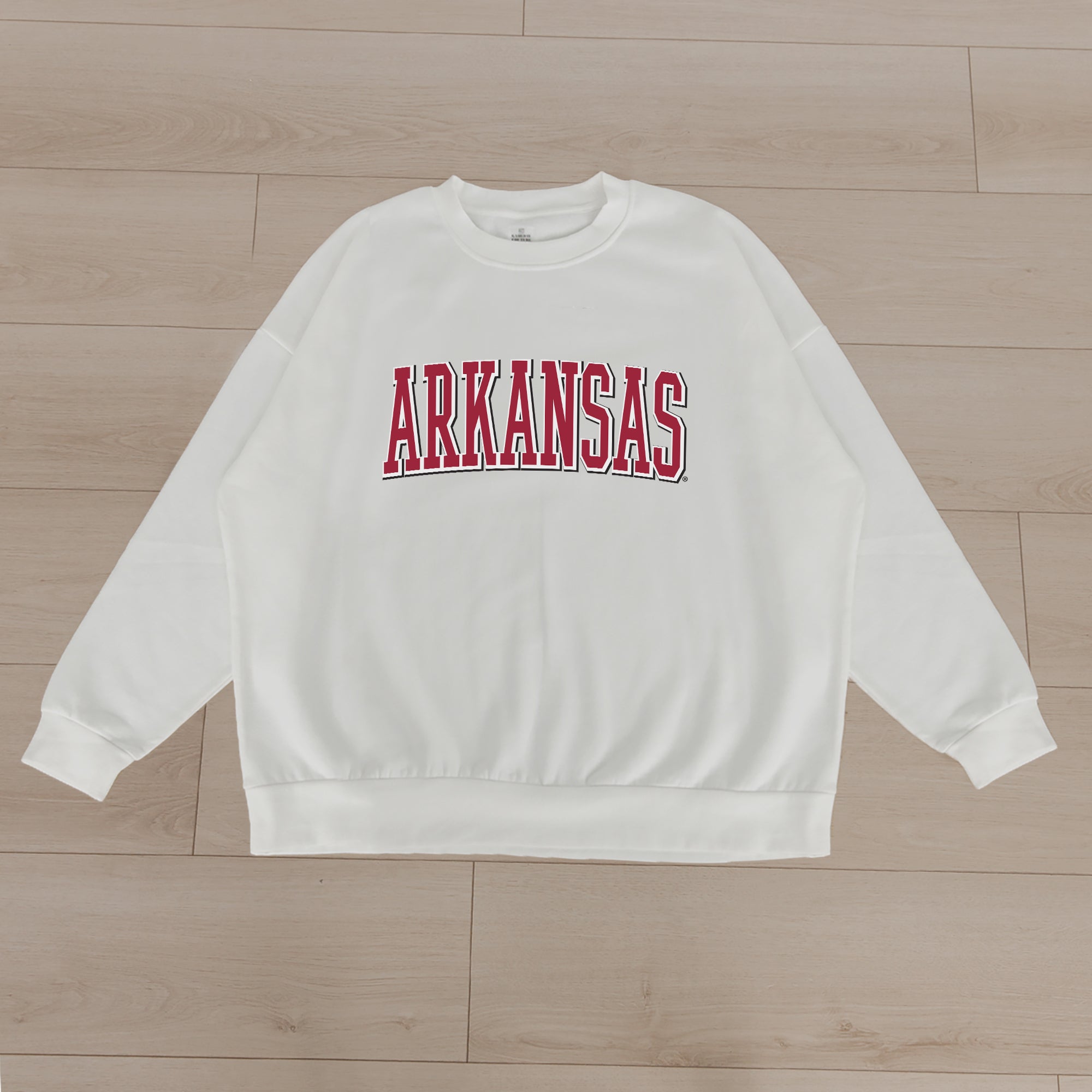 ARKANSAS RAZORBACKS ALL-STAR APPEAL PREMIUM FLEECE DROP SHOULDER CREWNECK PULLOVER BY MADI PREWETT TROUTT