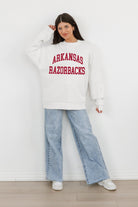 ARKANSAS RAZORBACKS ALL-STAR STYLE PREMIUM FLEECE DROP SHOULDER CREWNECK PULLOVER BY MADI PREWETT TROUTT