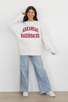 ARKANSAS RAZORBACKS ALL-STAR STYLE PREMIUM FLEECE DROP SHOULDER CREWNECK PULLOVER BY MADI PREWETT TROUTT