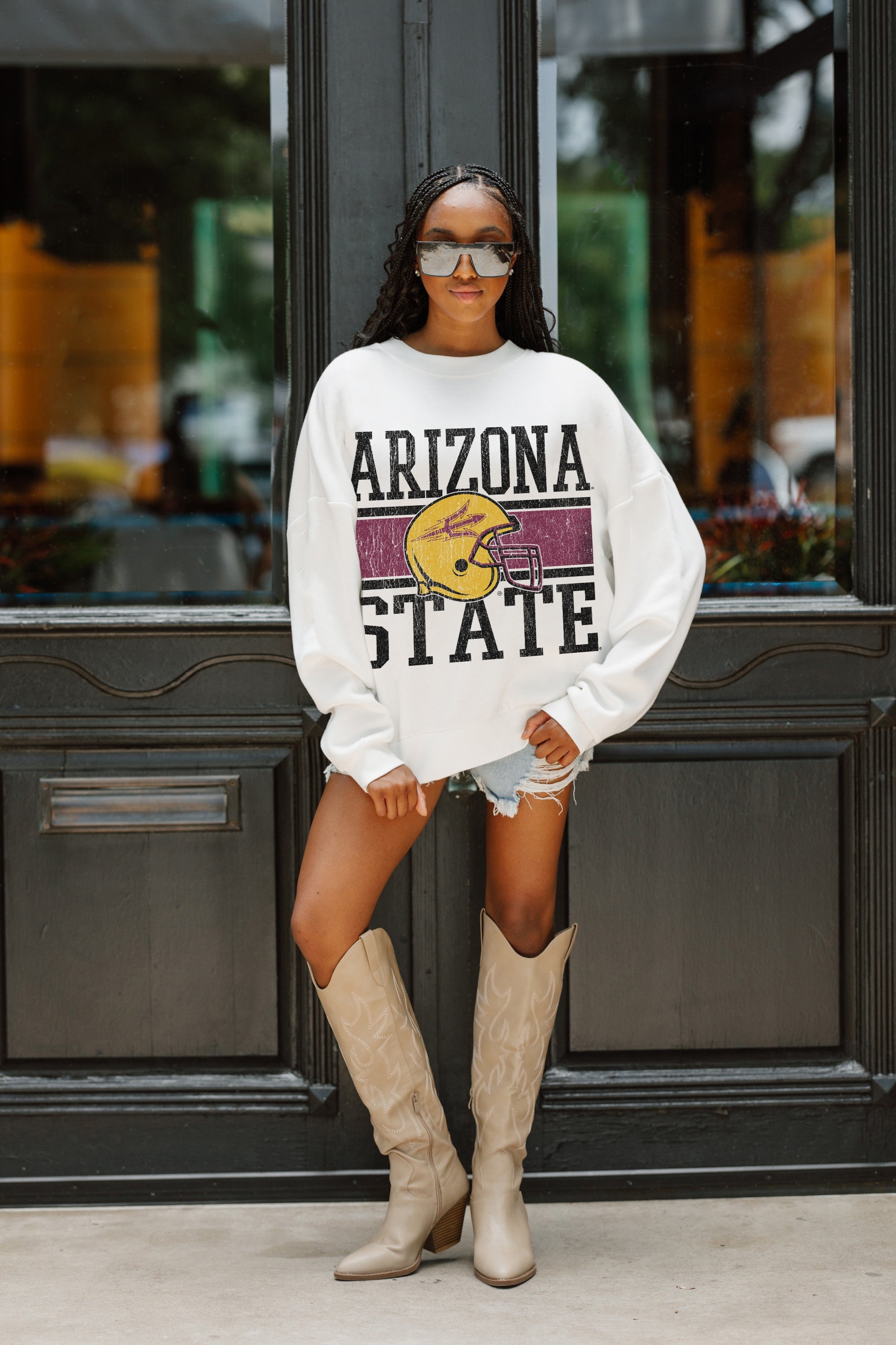 ARIZONA STATE SUN DEVILS FAIR CATCH PREMIUM FLEECE DROP SHOULDER CREWNECK PULLOVER