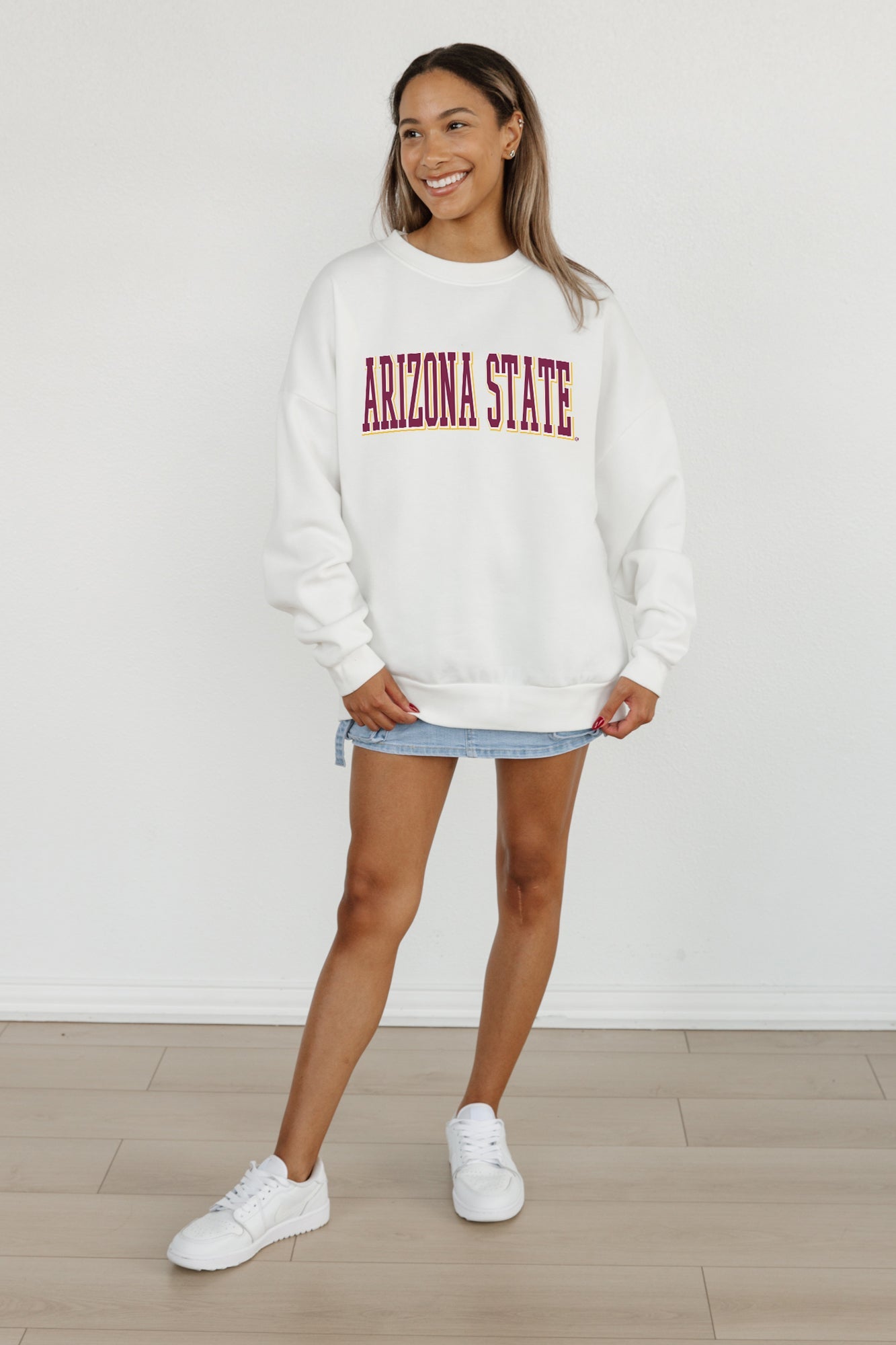 ARIZONA STATE SUN DEVILS ALL-STAR APPEAL PREMIUM FLEECE DROP SHOULDER CREWNECK PULLOVER BY MADI PREWETT TROUTT