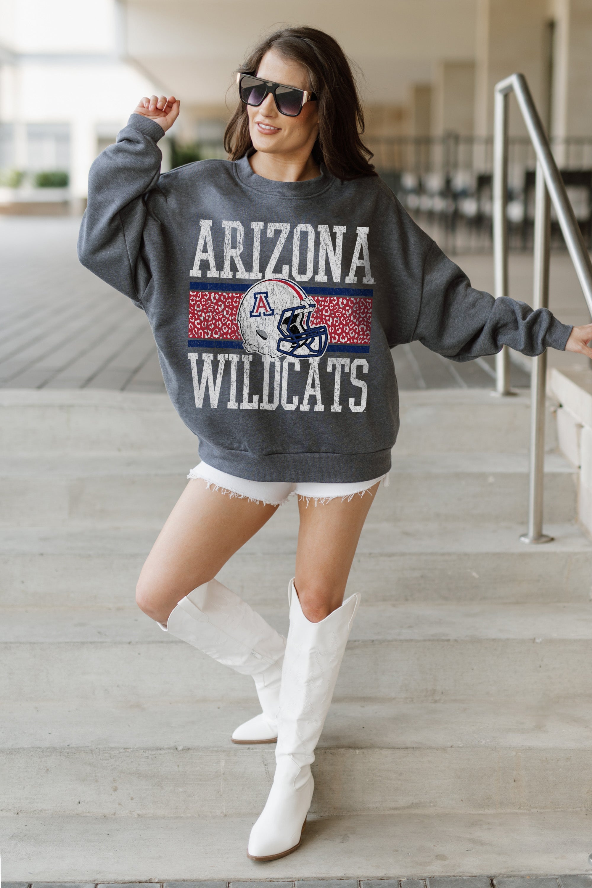 ARIZONA WILDCATS WILD TAILGATE PREMIUM FLEECE DROP SHOULDER CREWNECK PULLOVER