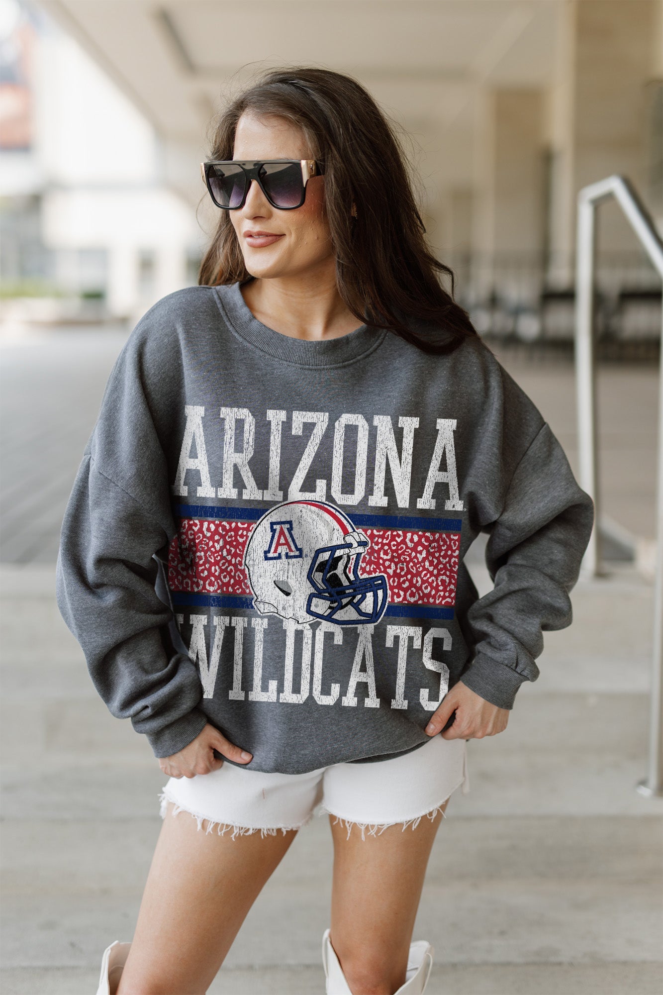 ARIZONA WILDCATS WILD TAILGATE PREMIUM FLEECE DROP SHOULDER CREWNECK PULLOVER