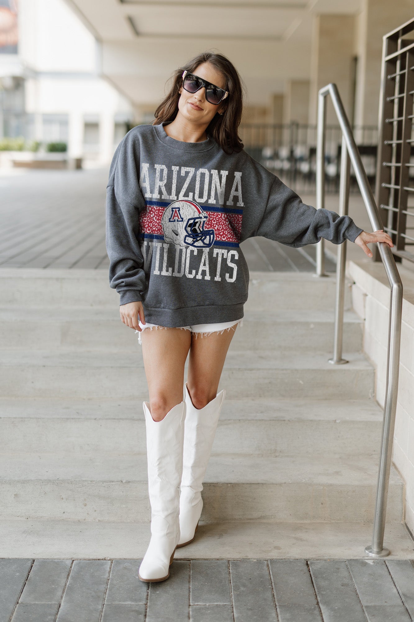 ARIZONA WILDCATS WILD TAILGATE PREMIUM FLEECE DROP SHOULDER CREWNECK PULLOVER