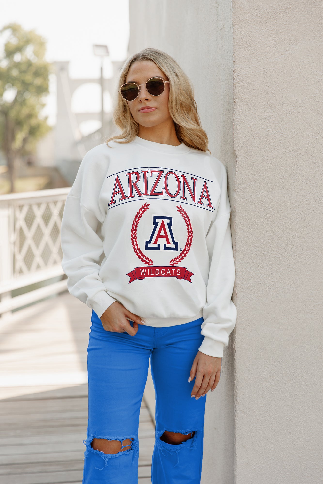 Women's Gameday Couture White Arizona Wildcats Vintage Days Oversized  Lightweight Long Sleeve T-Shirt