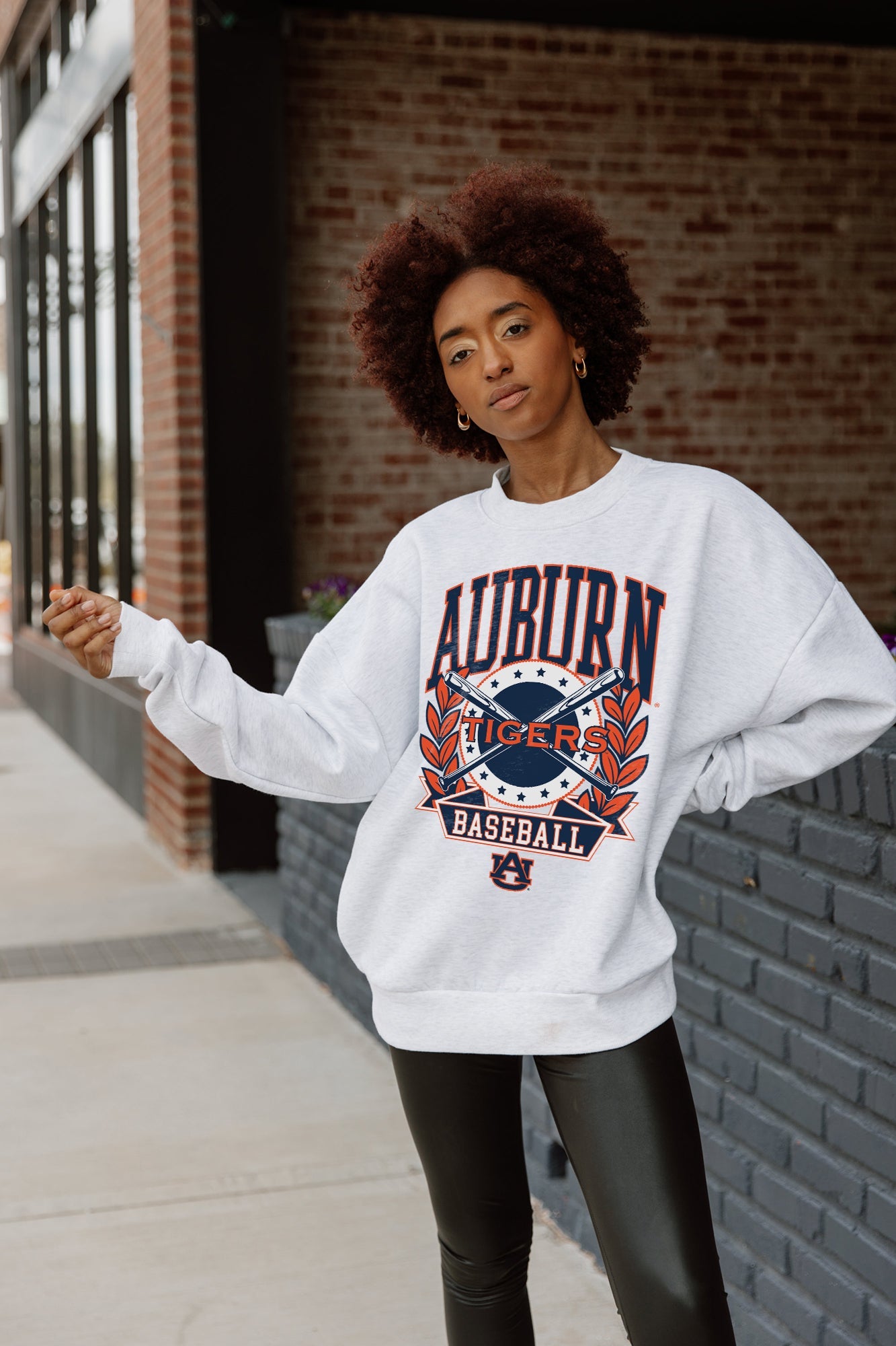 AUBURN TIGERS BASES LOADED PREMIUM FLEECE DROP SHOULDER CREWNECK PULLOVER