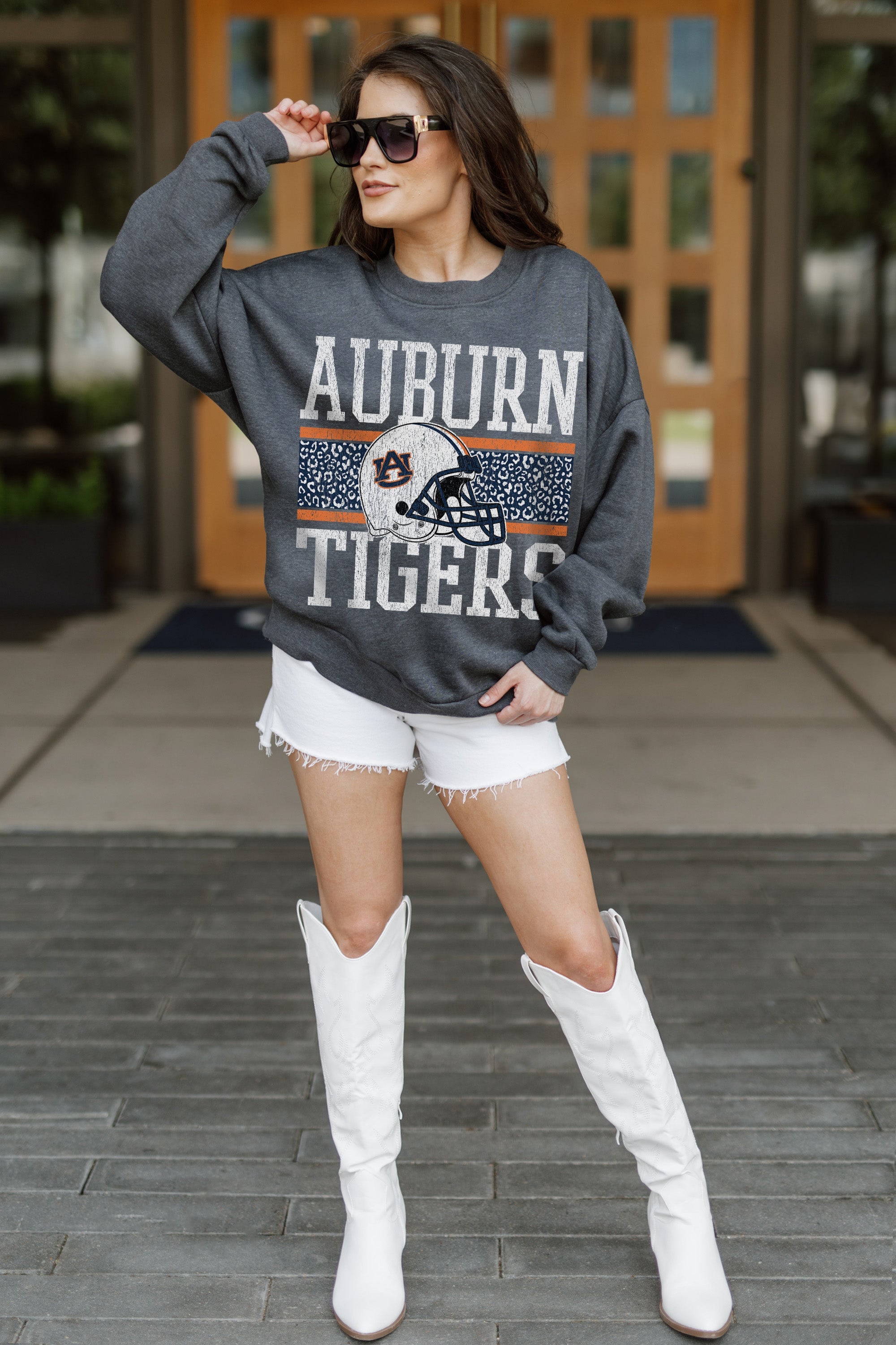 AUBURN TIGERS WILD TAILGATE PREMIUM FLEECE DROP SHOULDER CREWNECK PULLOVER